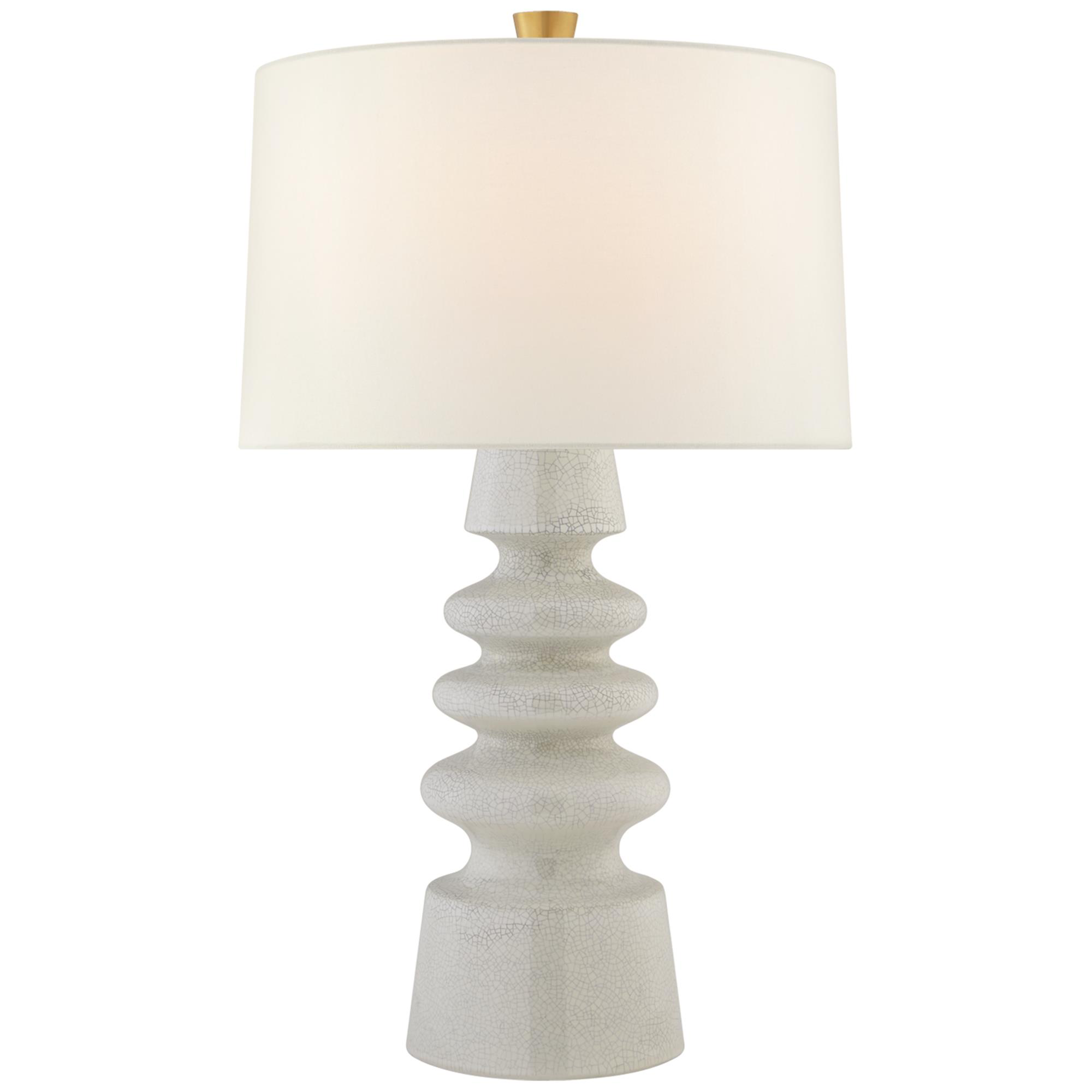 Shown in White Crackle finish and Linen shade