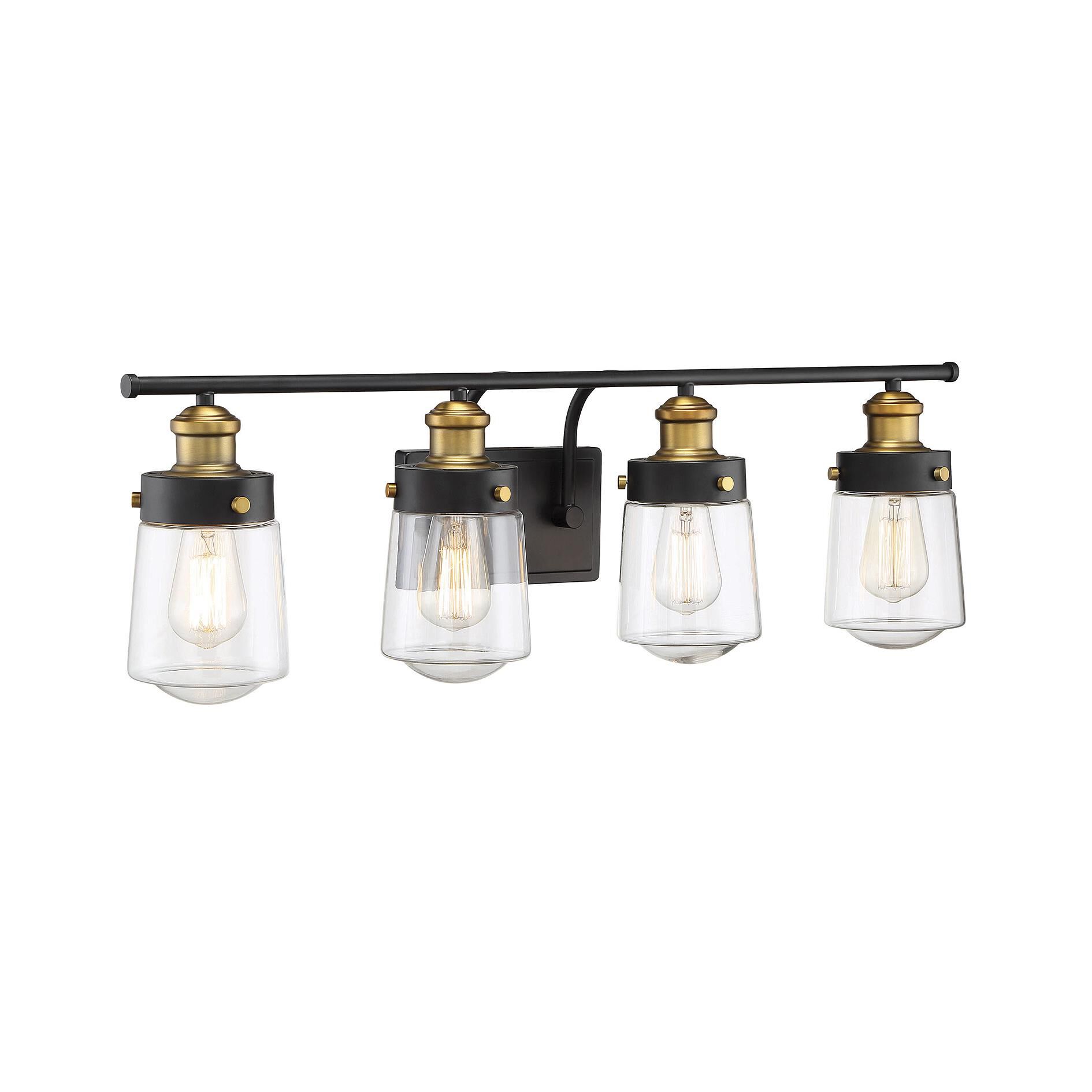 Shown in Vintage Black With Warm Brass finish and Clear glass