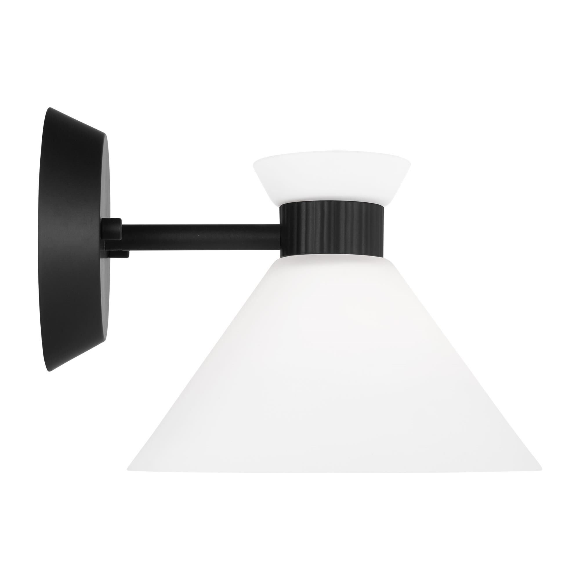 Shown in Midnight Black finish and Etched White Glass s shade