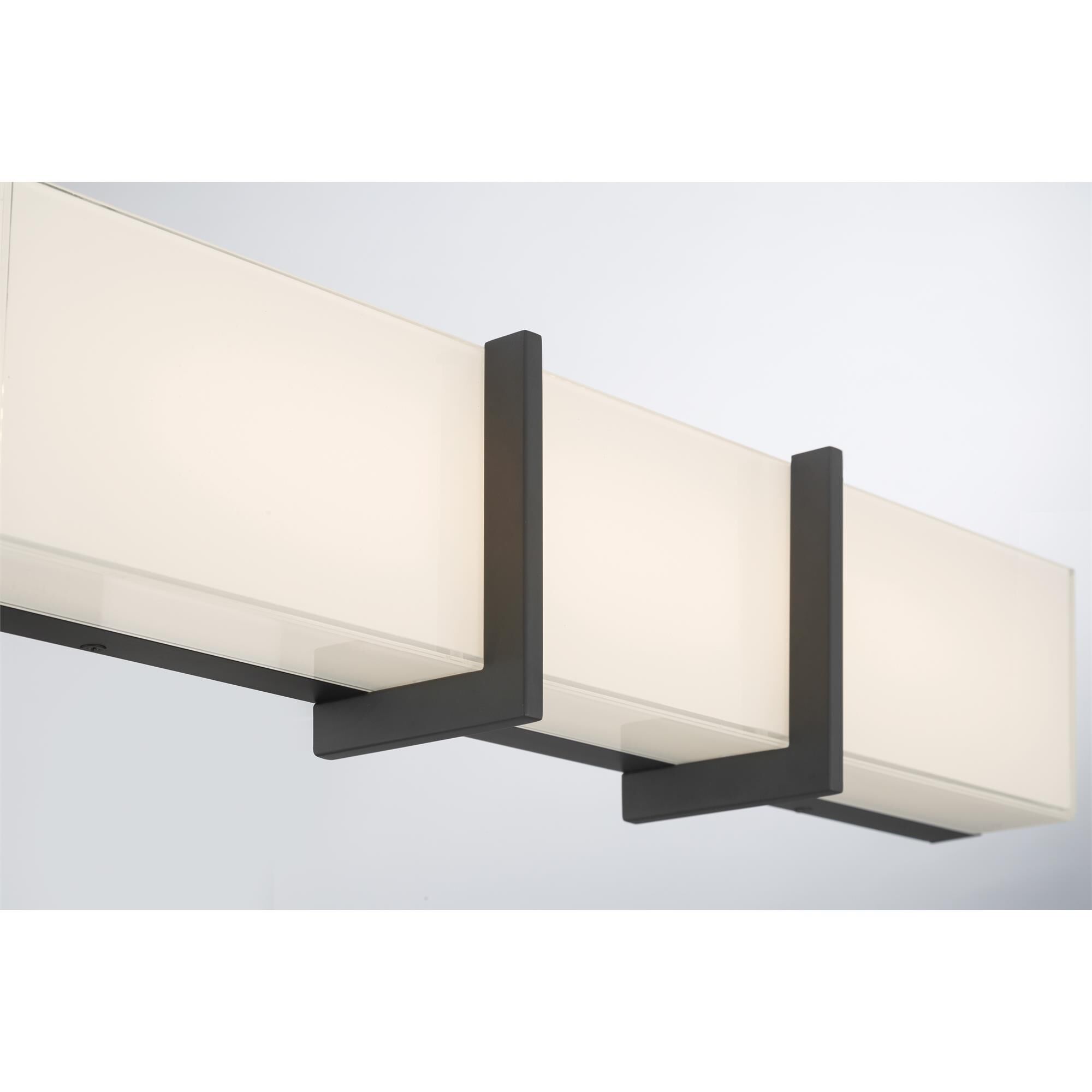 Shown in Dark Matte Black finish and White glass