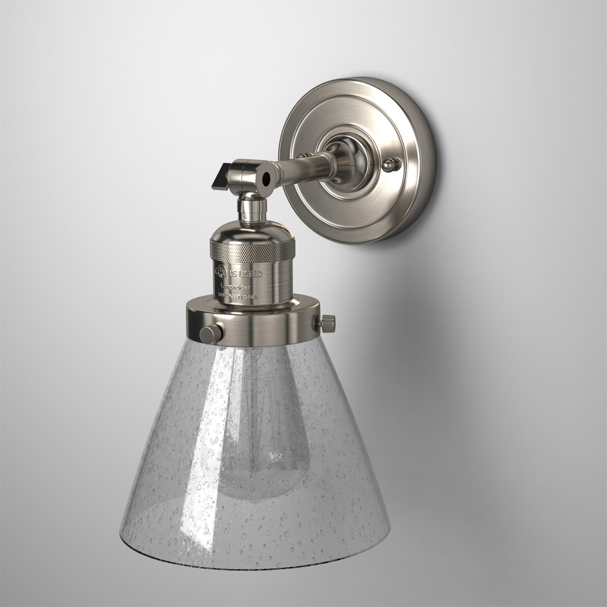 Shown in Brushed Satin Nickel finish and Seedy glass