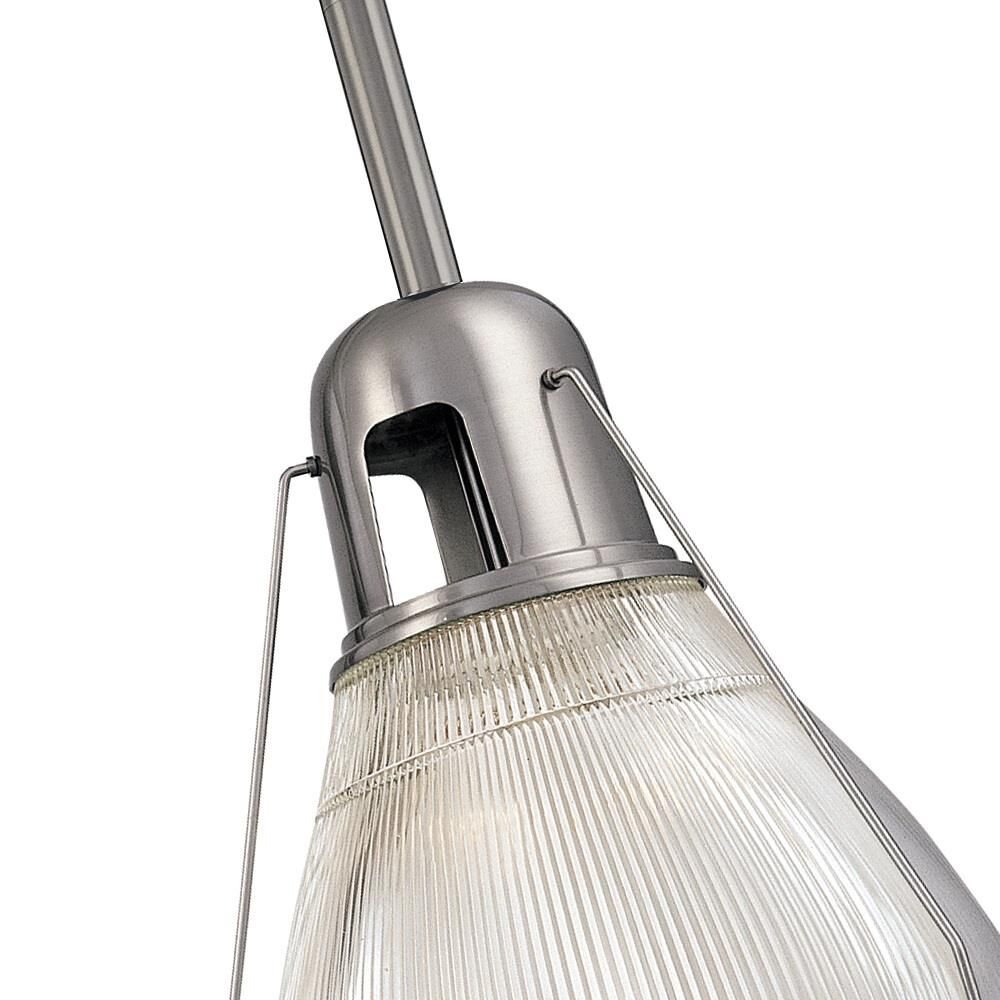 Shown in Satin Nickel finish and Clear Prismatic glass