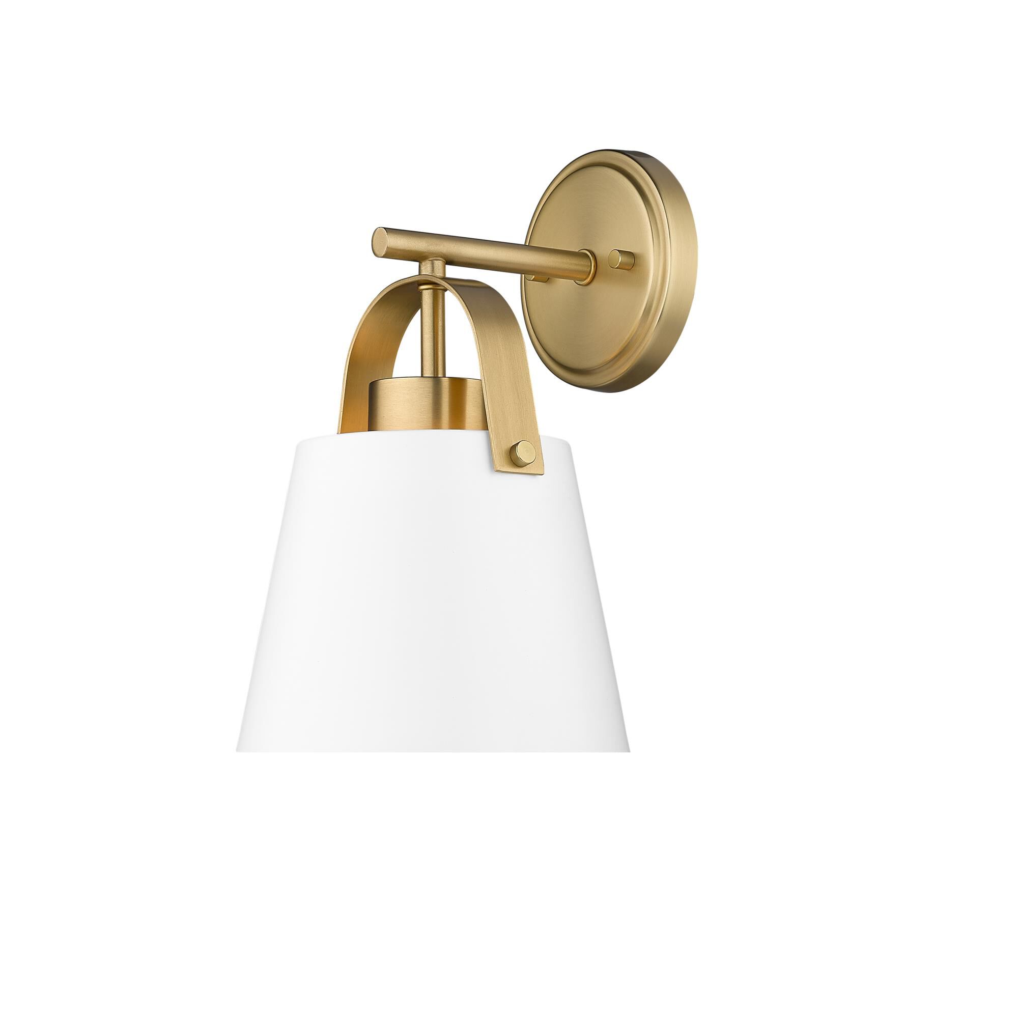 Shown in Matte White And Heritage Brass finish and Steel glass and Steel shade