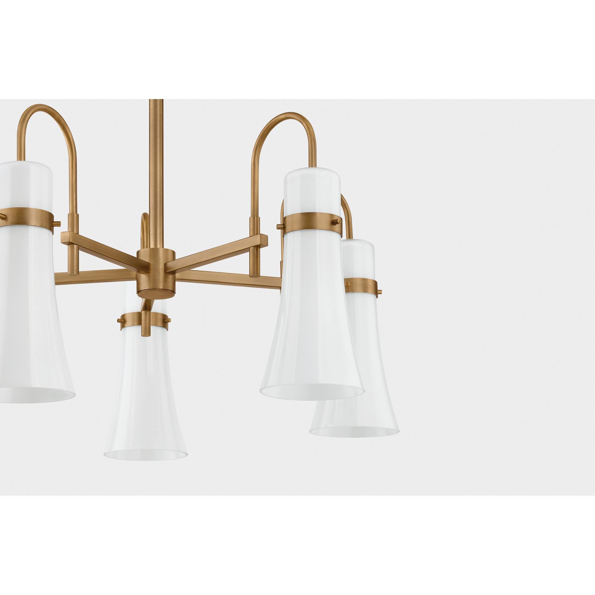 Shown in Patina Brass finish and Seeded Opal glass