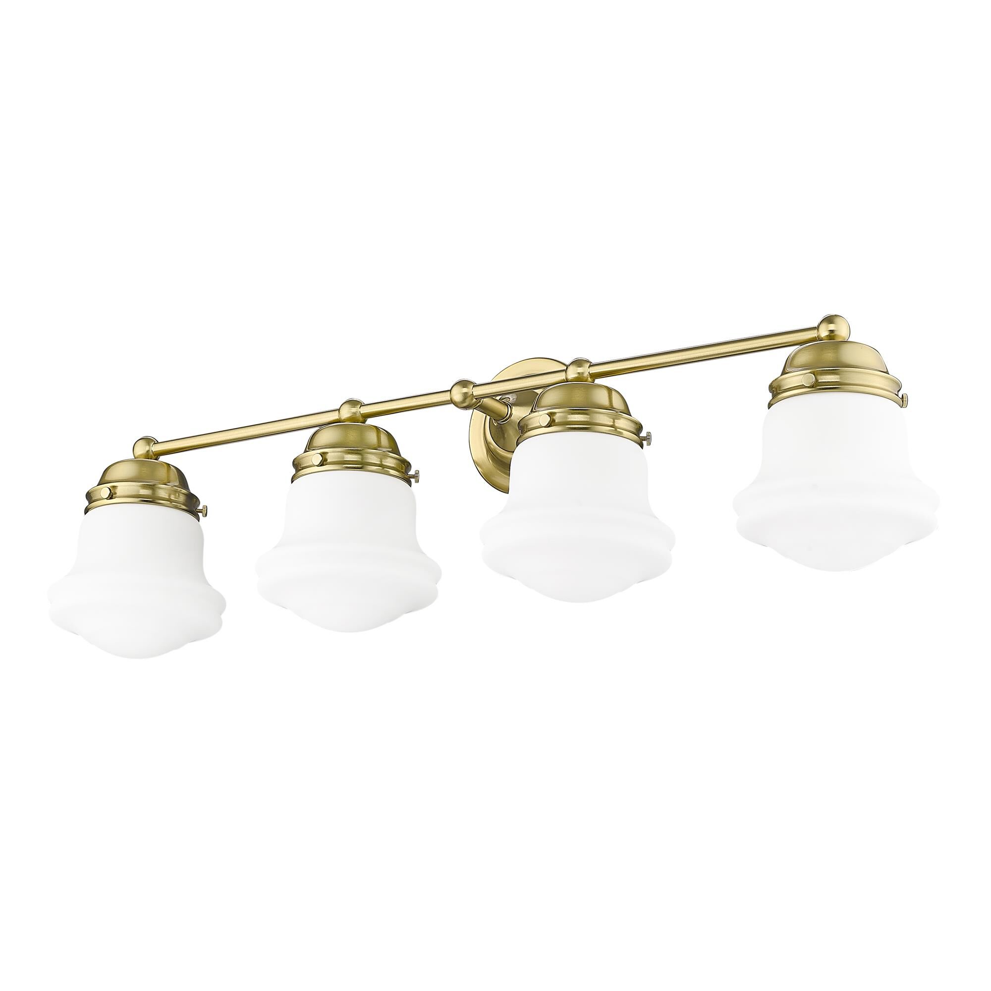 Shown in Luxe Gold finish and Matte Opal glass