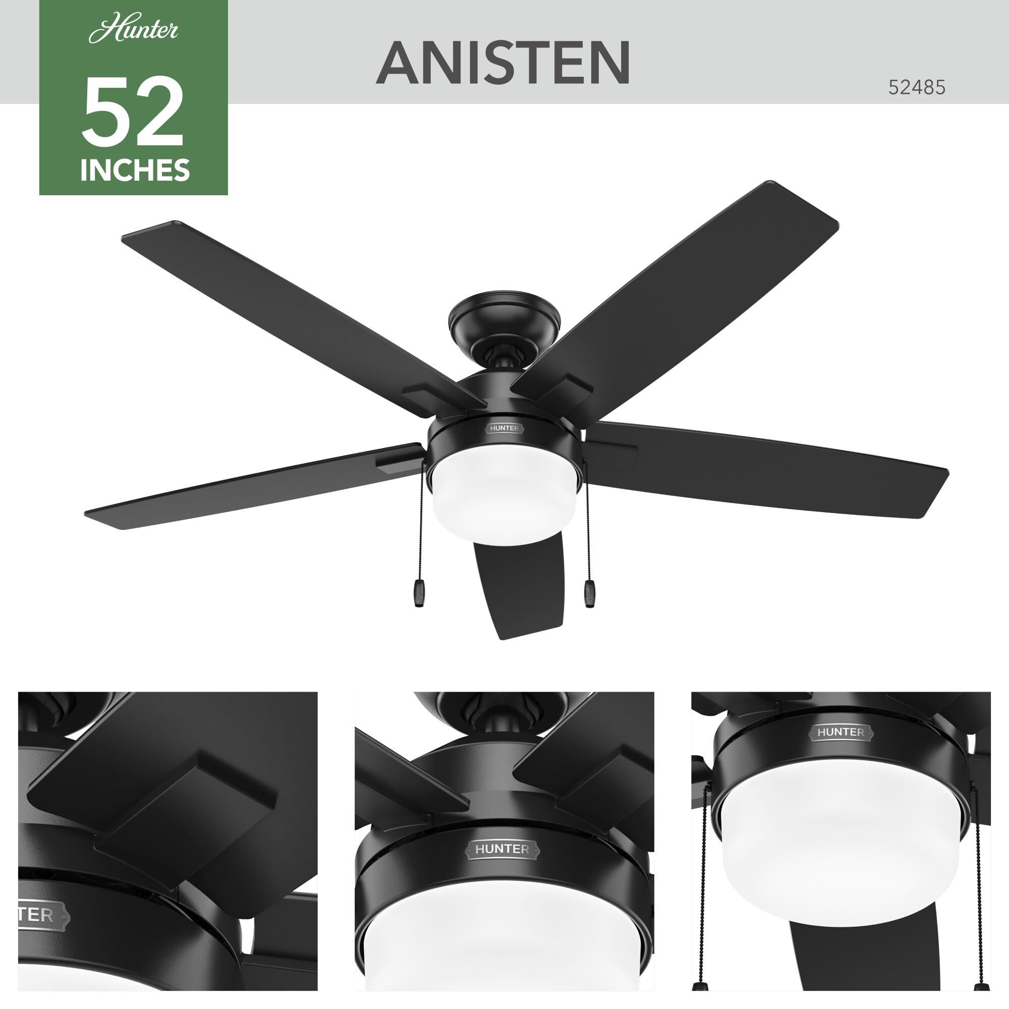 Anisten 52 Inch Ceiling Fan with Light Kit by Hunter Fan