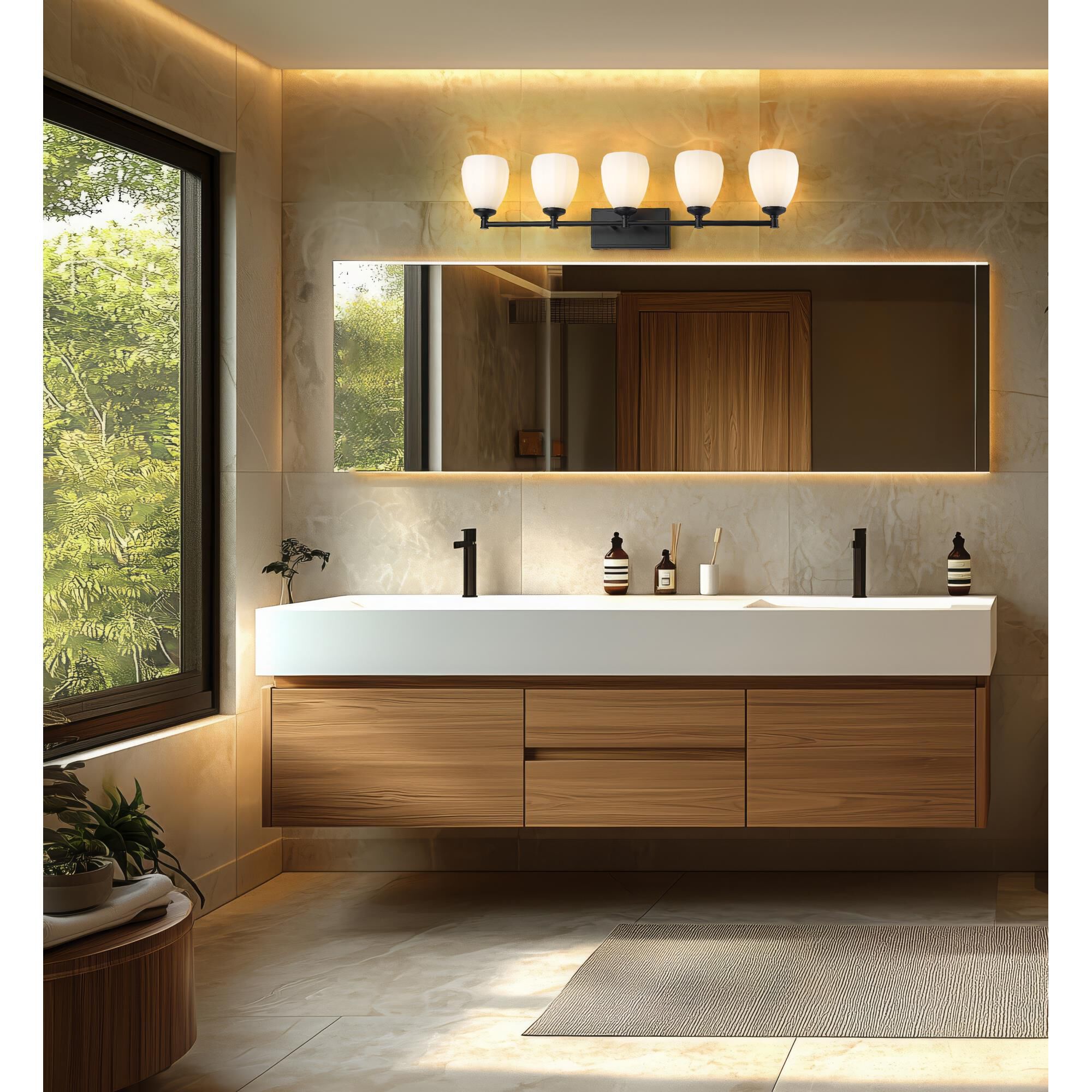 Shown in Matte Black finish and Matte Opal glass and Matte Opal shade