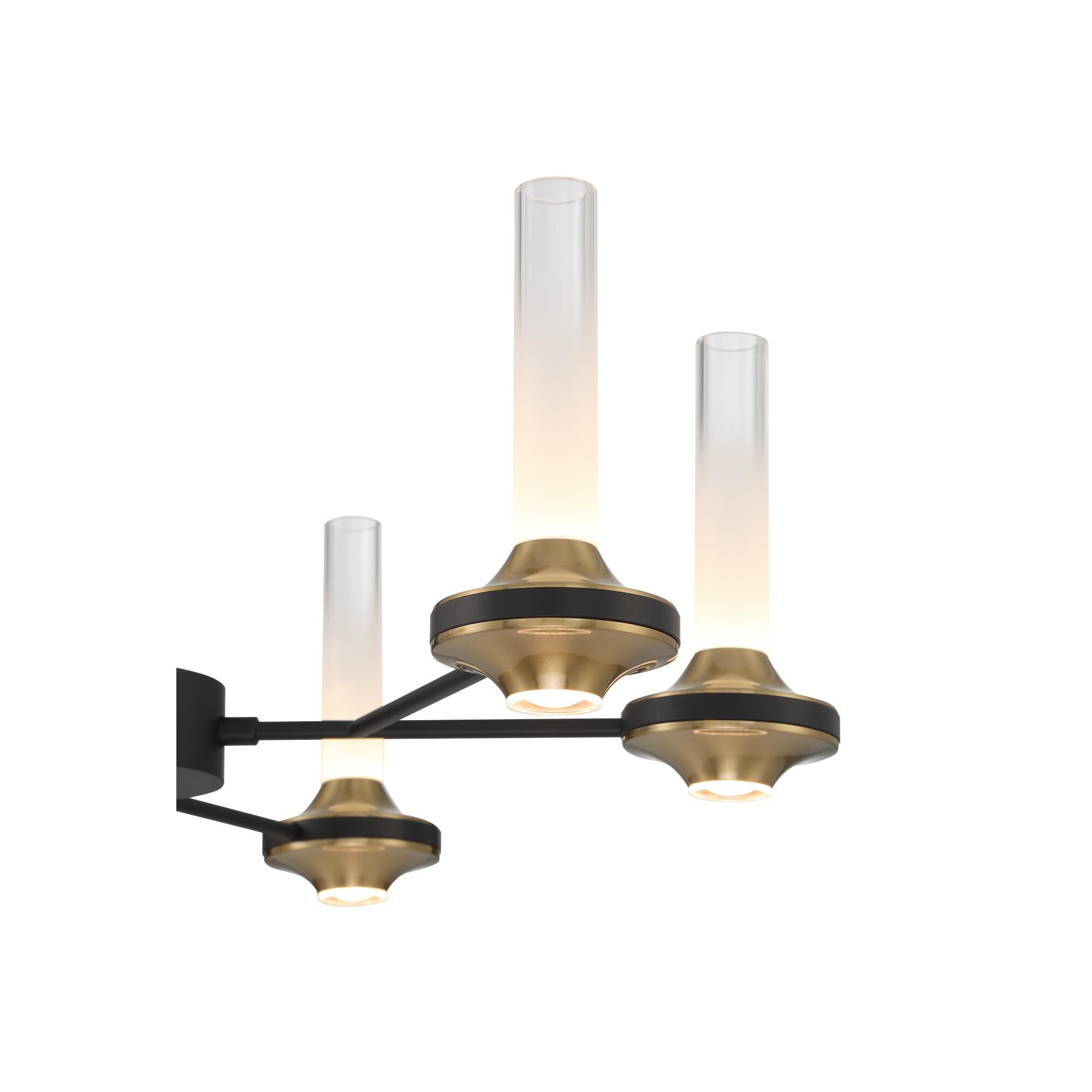 Shown in Black and Brass finish and Etched glass