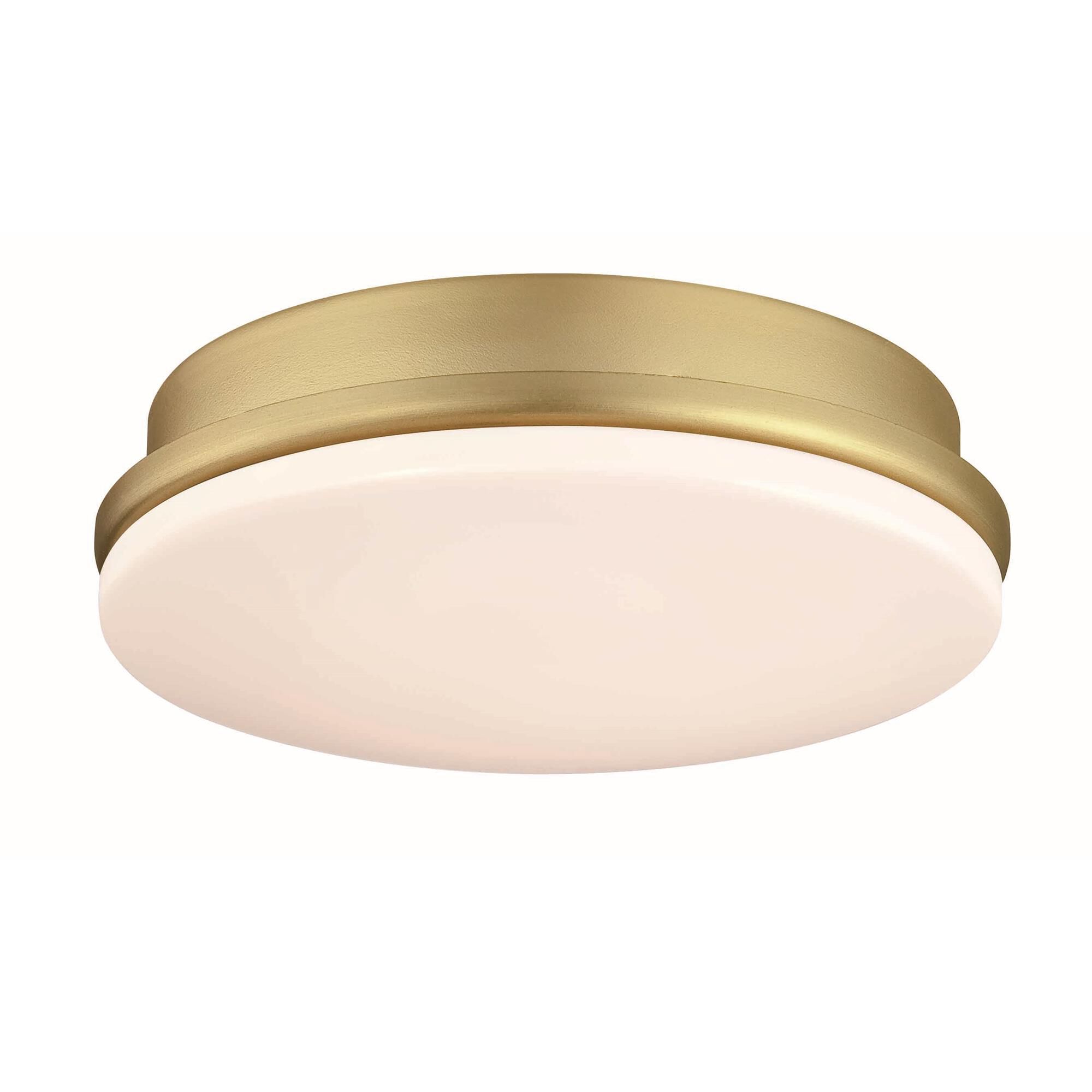 Shown in Brushed Satin Brass finish and Opal Frosted glass