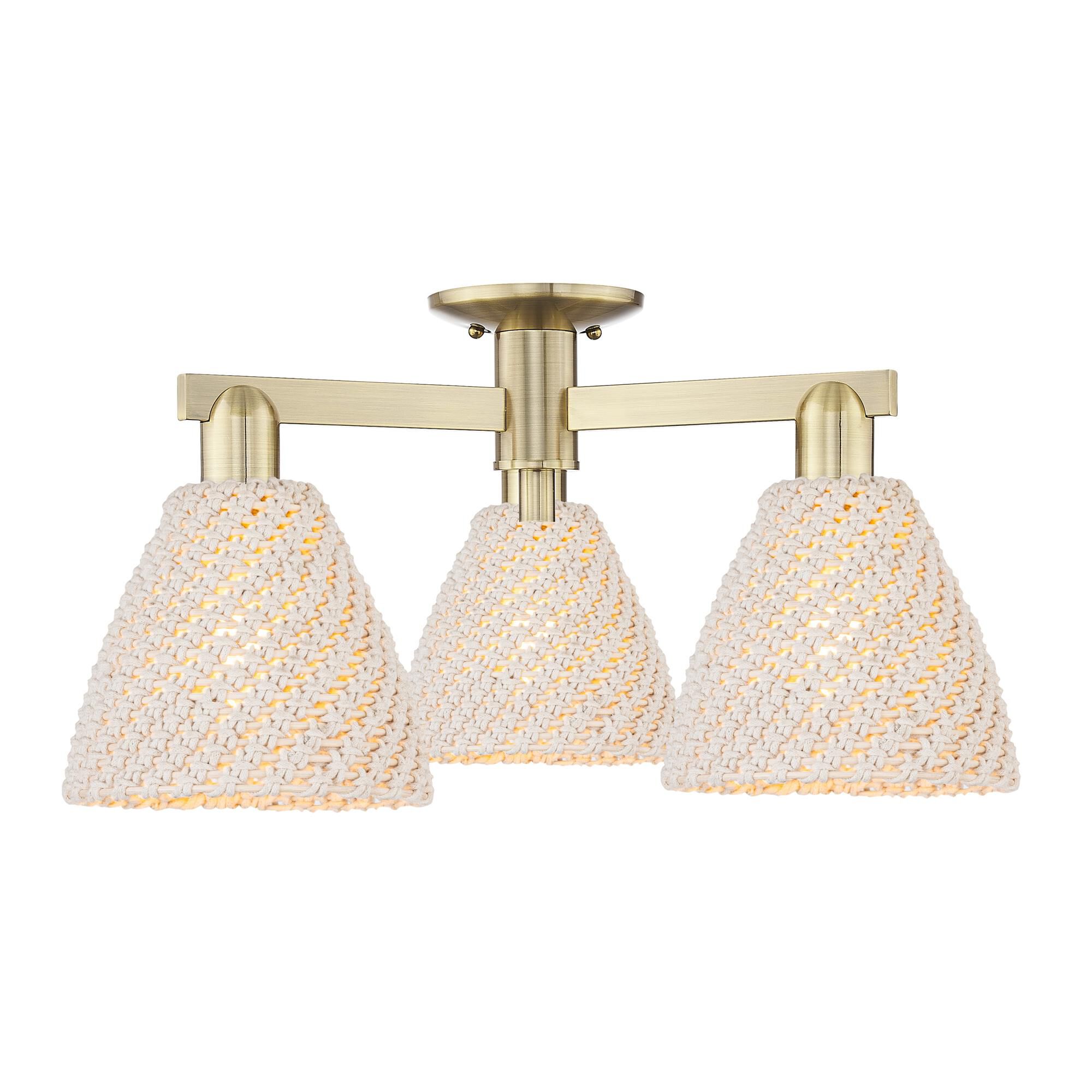 Shown in Antique Brass finish and Natural shade
