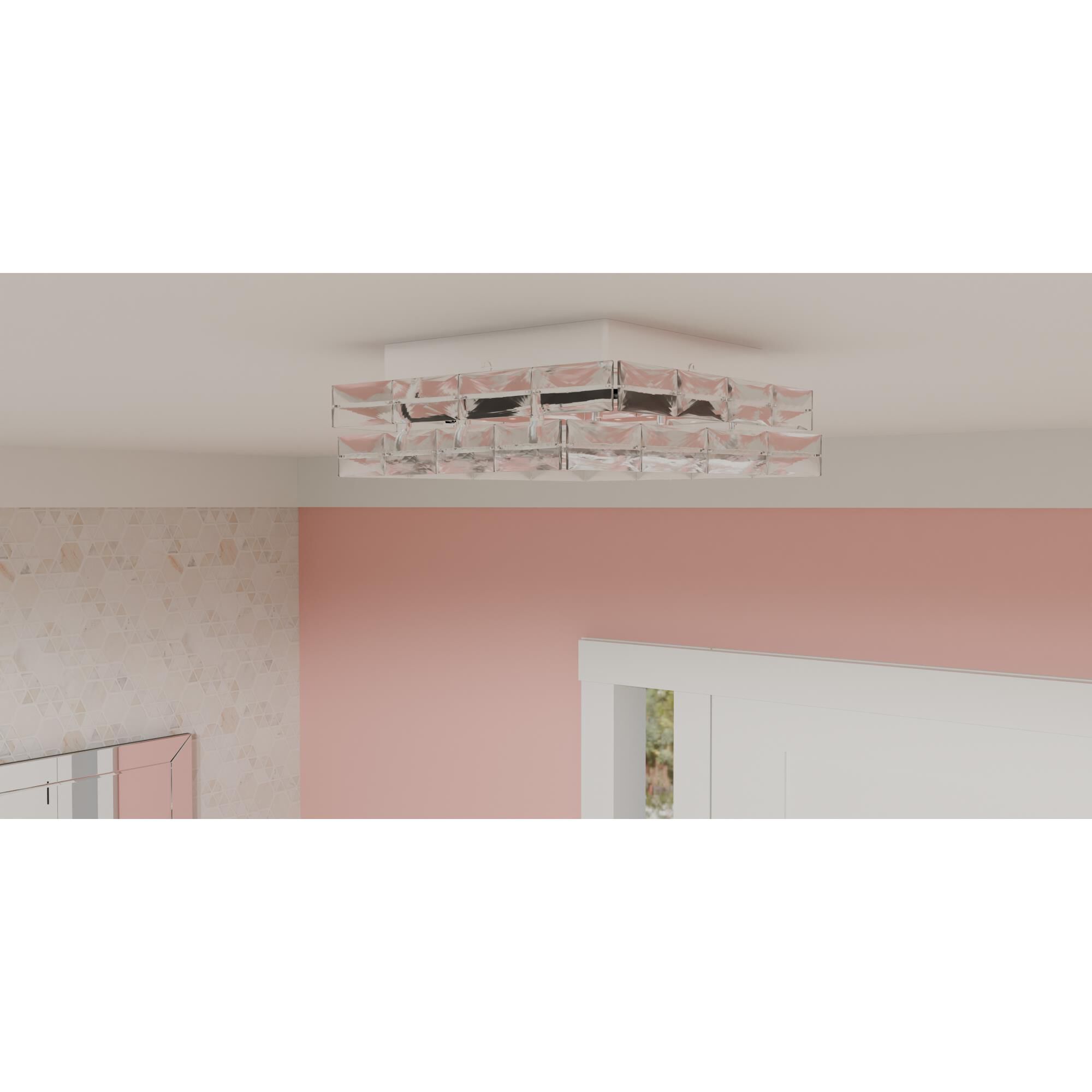 Shown in Polished Chrome finish and Clear Crystal glass