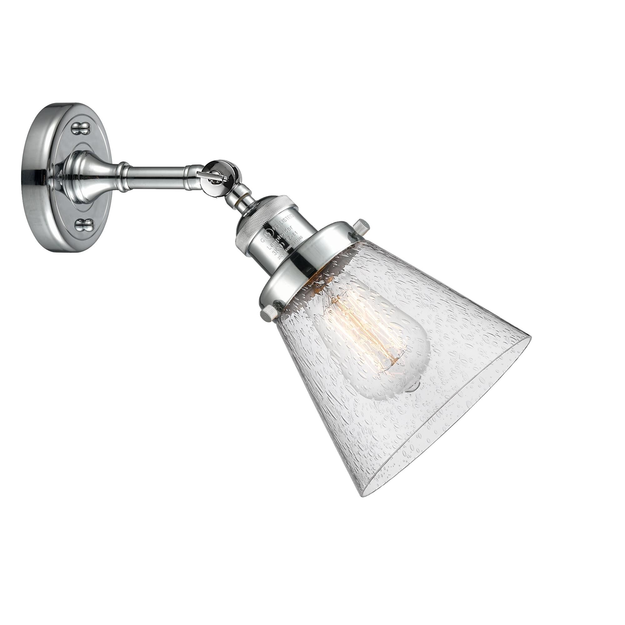 Shown in Polished Chrome finish and Seedy glass and None accent