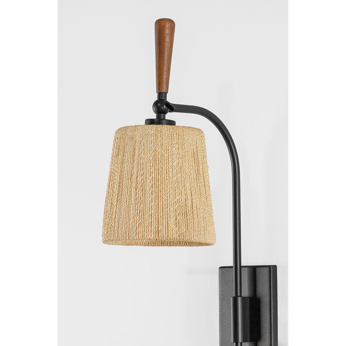 Shown in Textured Black finish and Natural Abaca shade