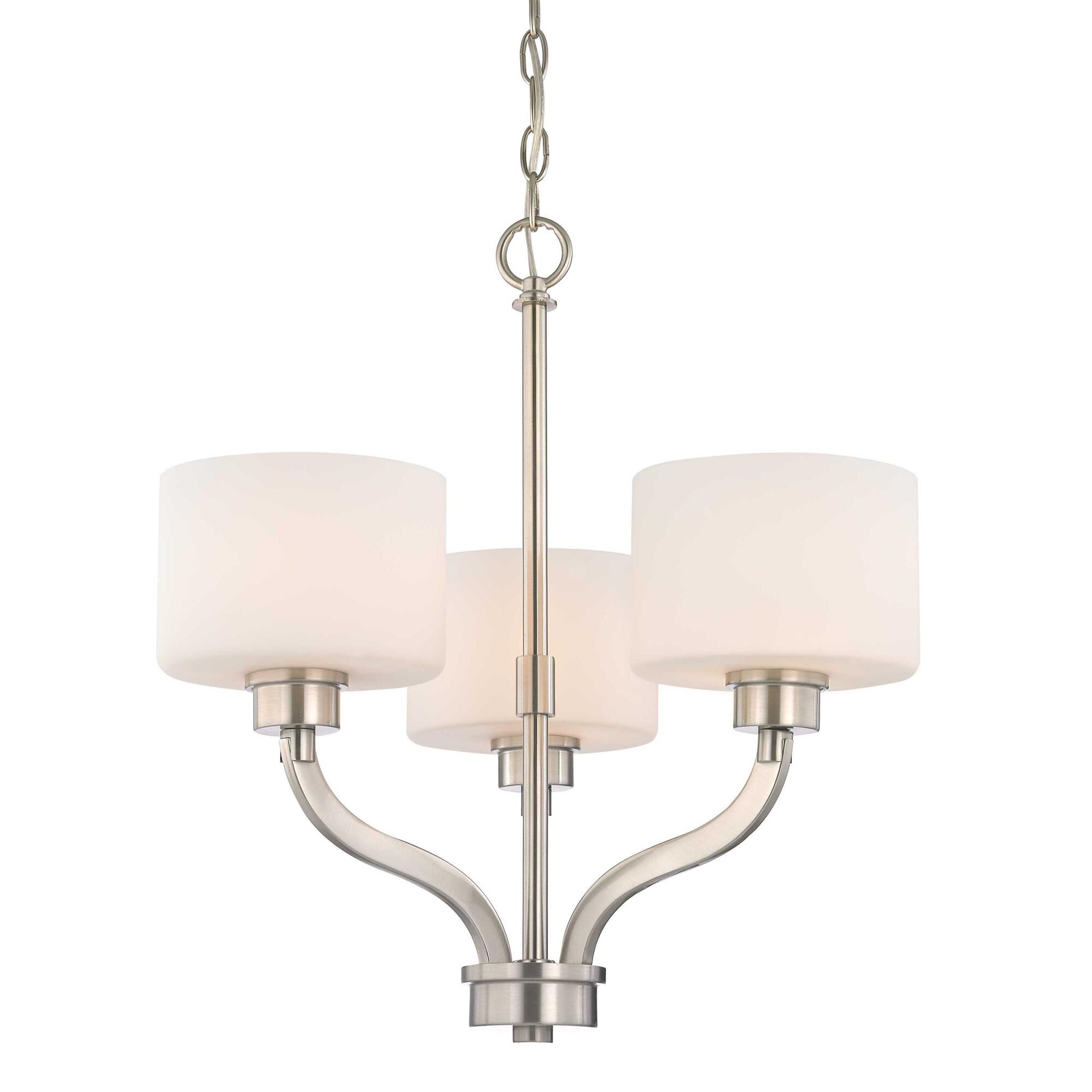 Shown in Satin Nickel finish and Satin White glass 