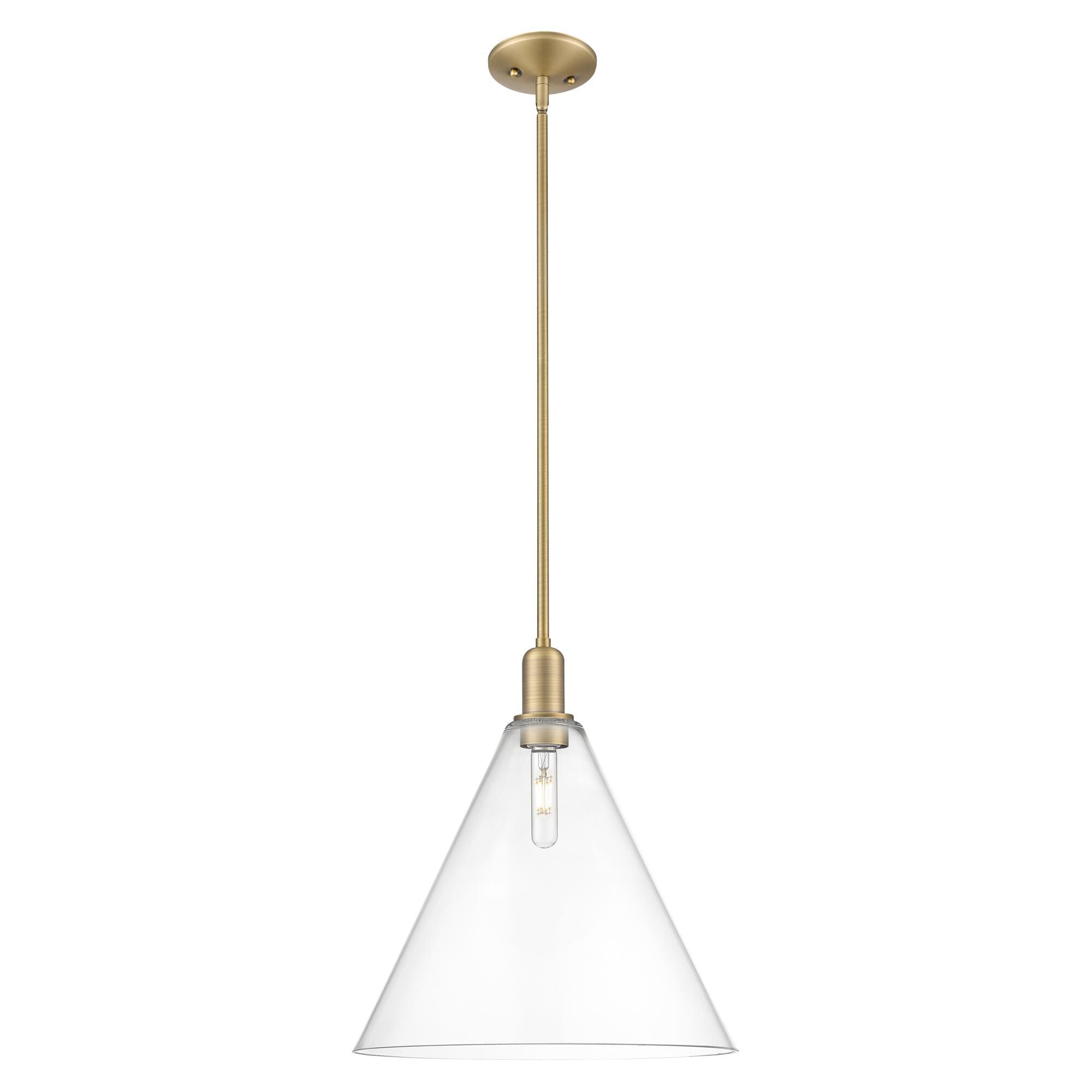 Shown in Brushed Brass finish and Clear glass