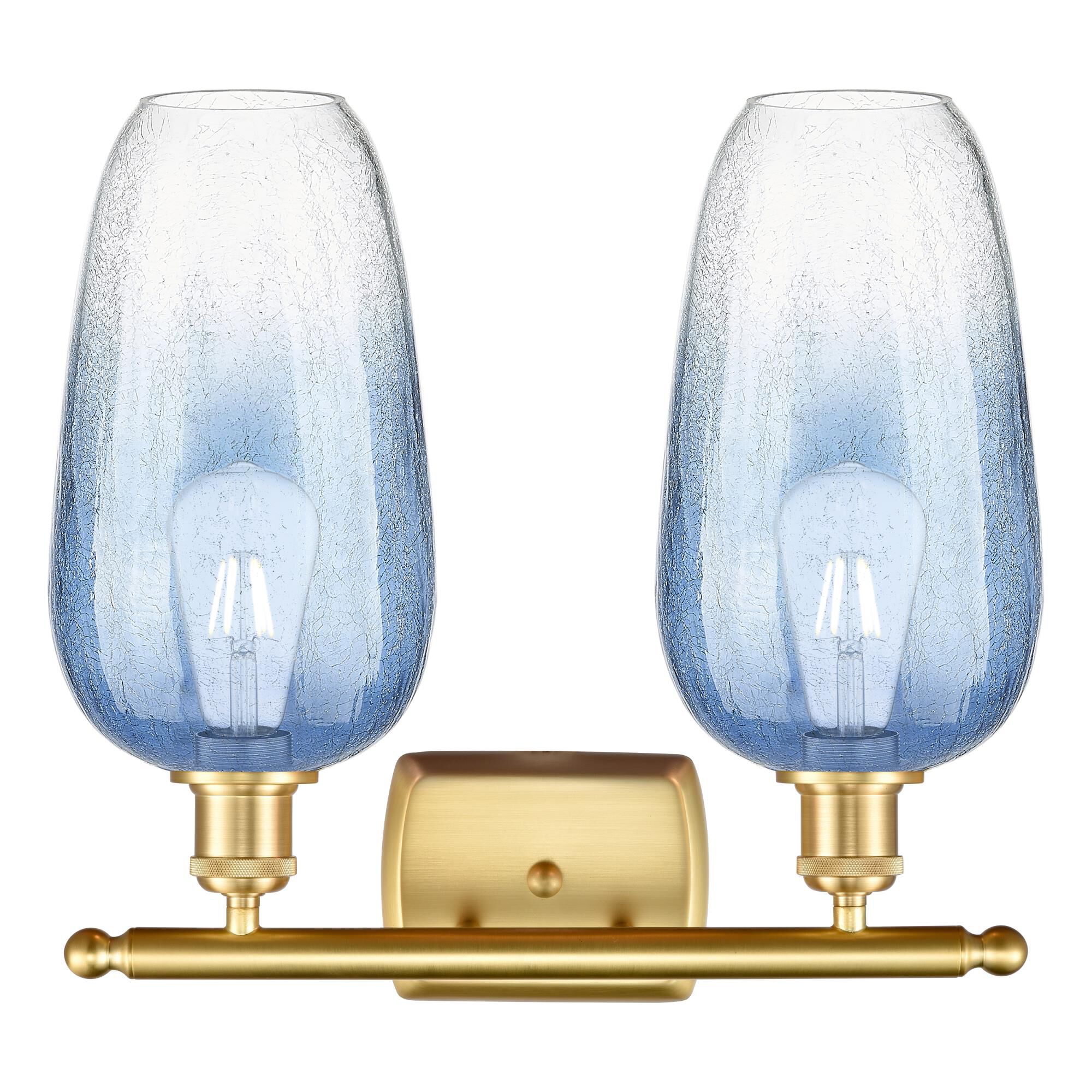 Shown in Satin Gold finish and Sapphire Blue glass