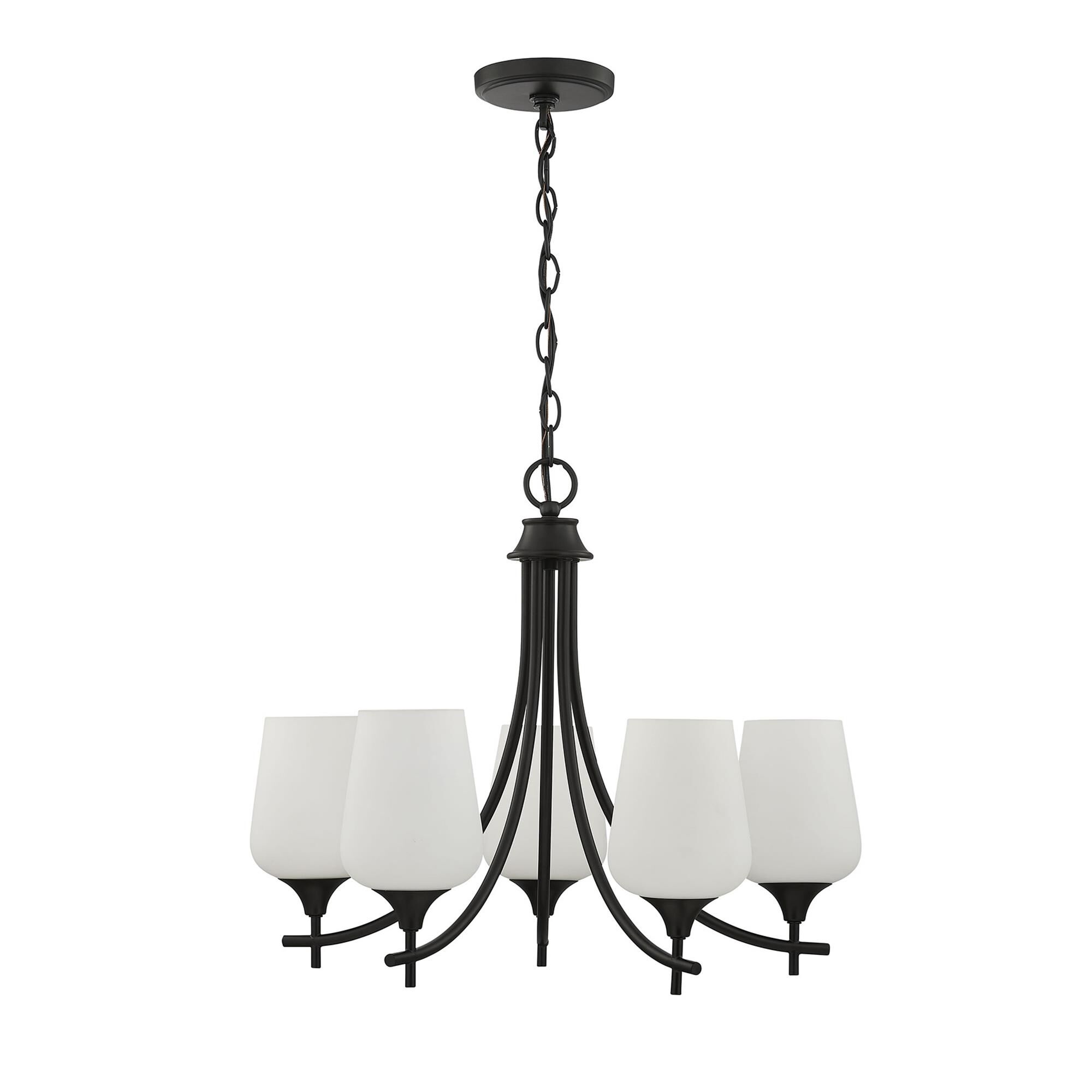 Shown in Matte Black finish and White Opal glass