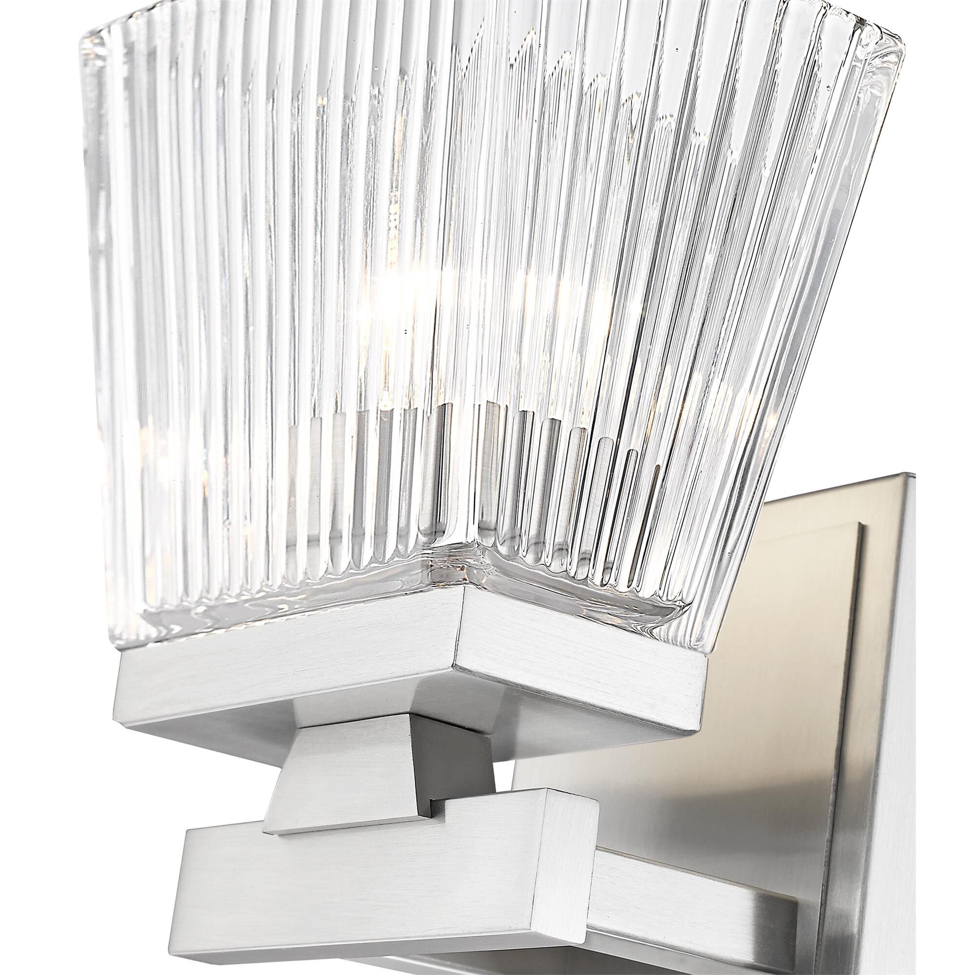 Shown in Brushed Nickel finish and Glass shade