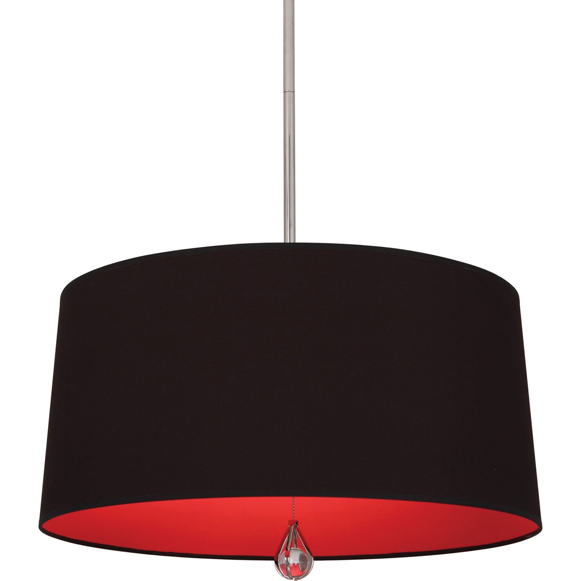 Shown in Polished Nickel finish and Blacksmith Black Fabric With Richmond Red Lining shade