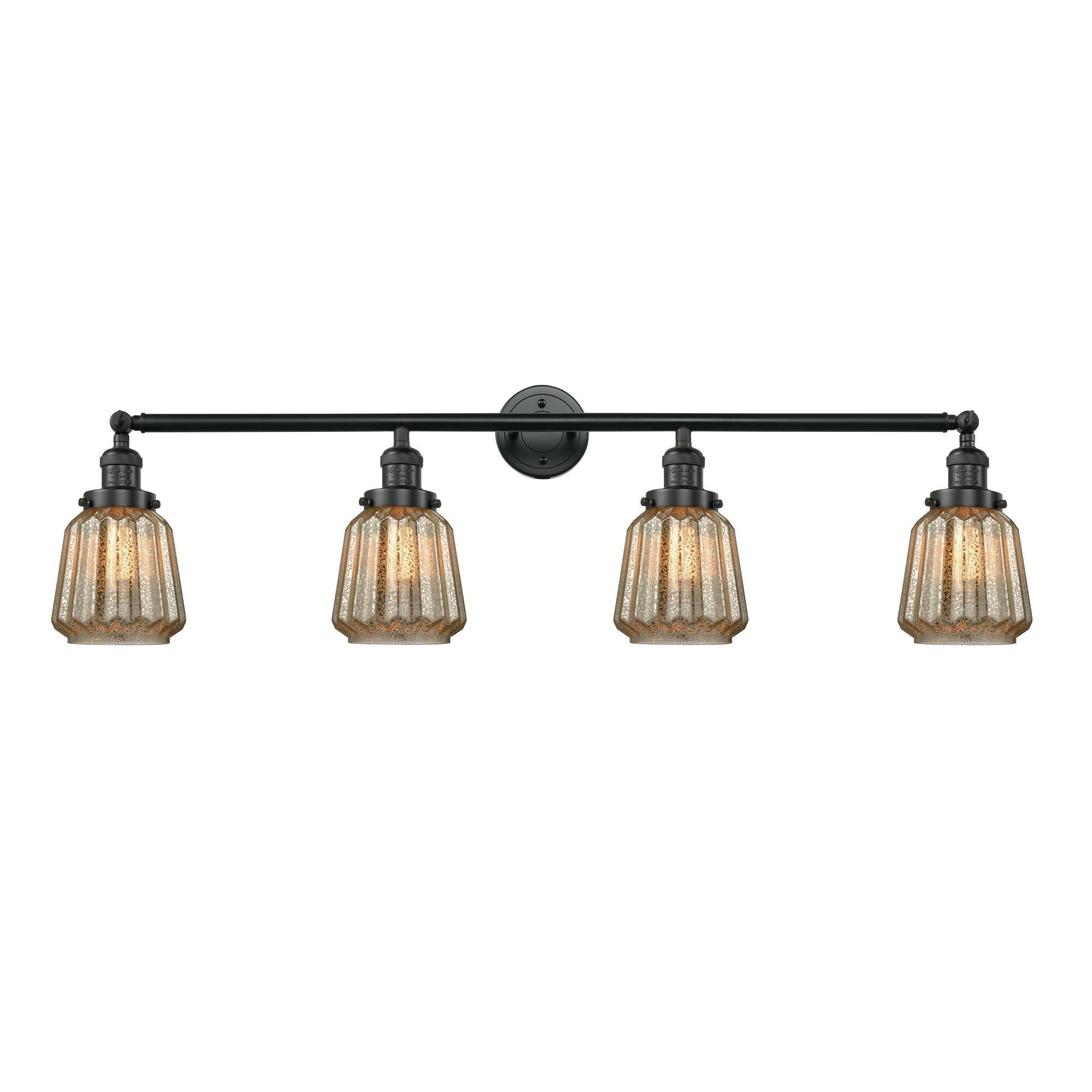 Shown in Matte Black finish and Mercury Plated Chatham glass