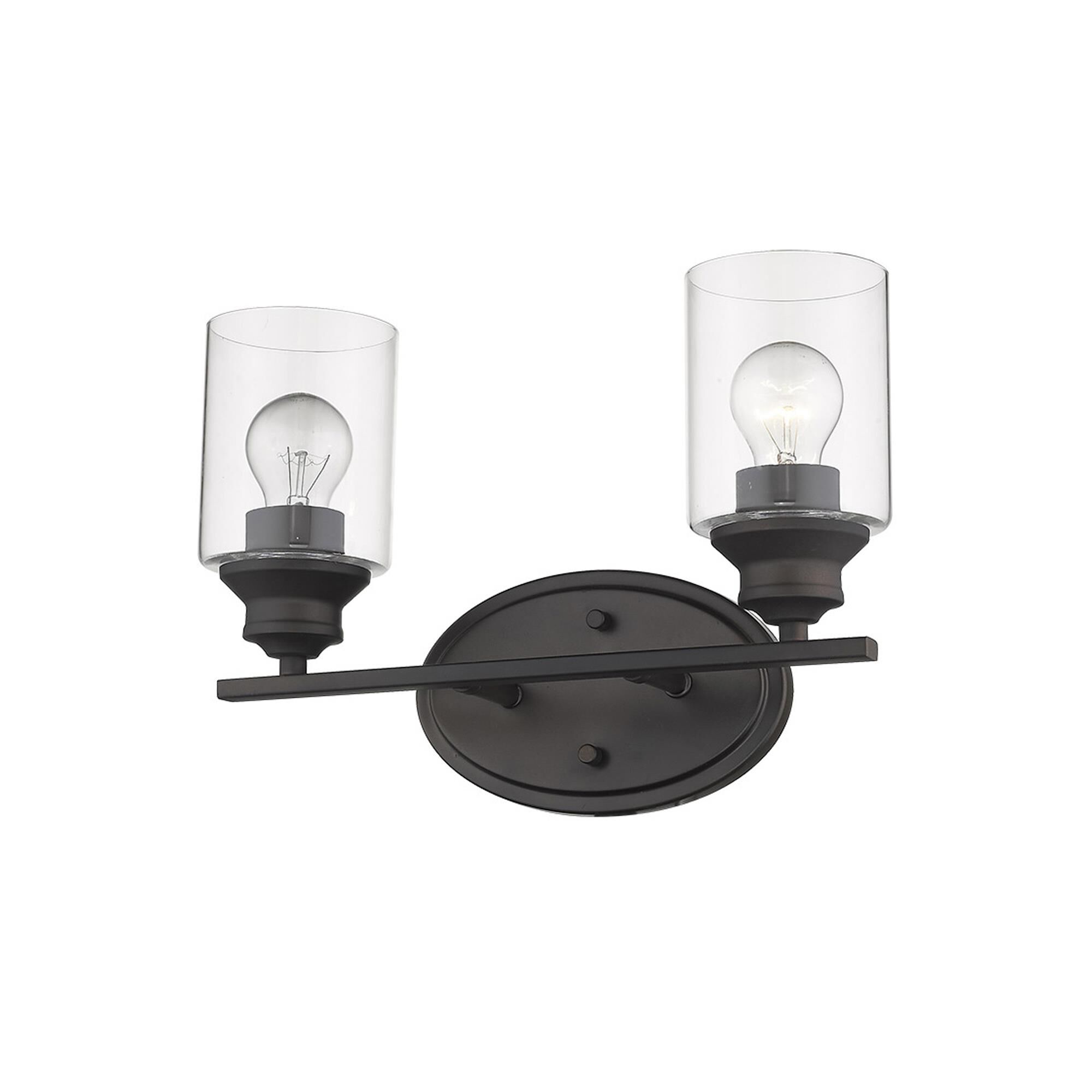 Shown in Oil-Rubbed Bronze finish and Clear glass and Clear, Cylindrical Glass s shade