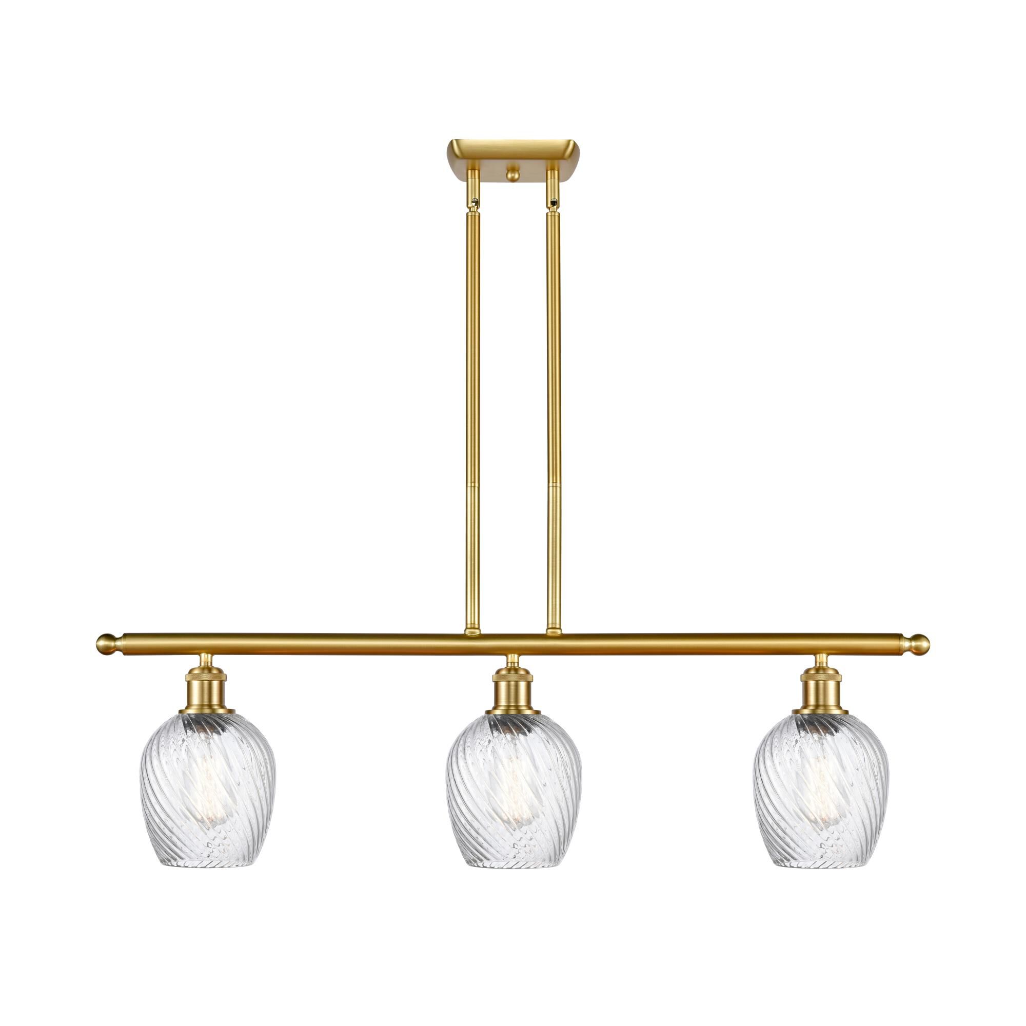 Shown in Satin Gold finish and Clear Spiral Fluted Salina glass