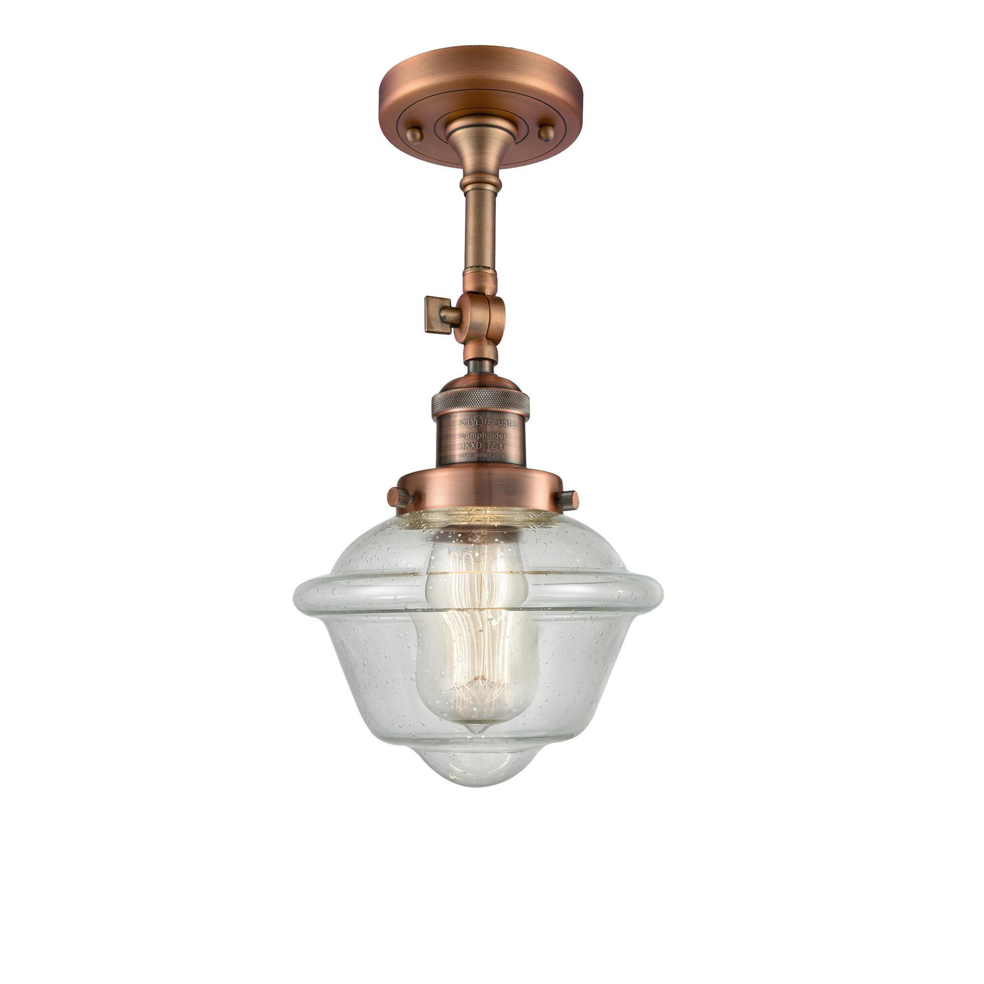 Shown in Antique Copper finish and Seedy glass