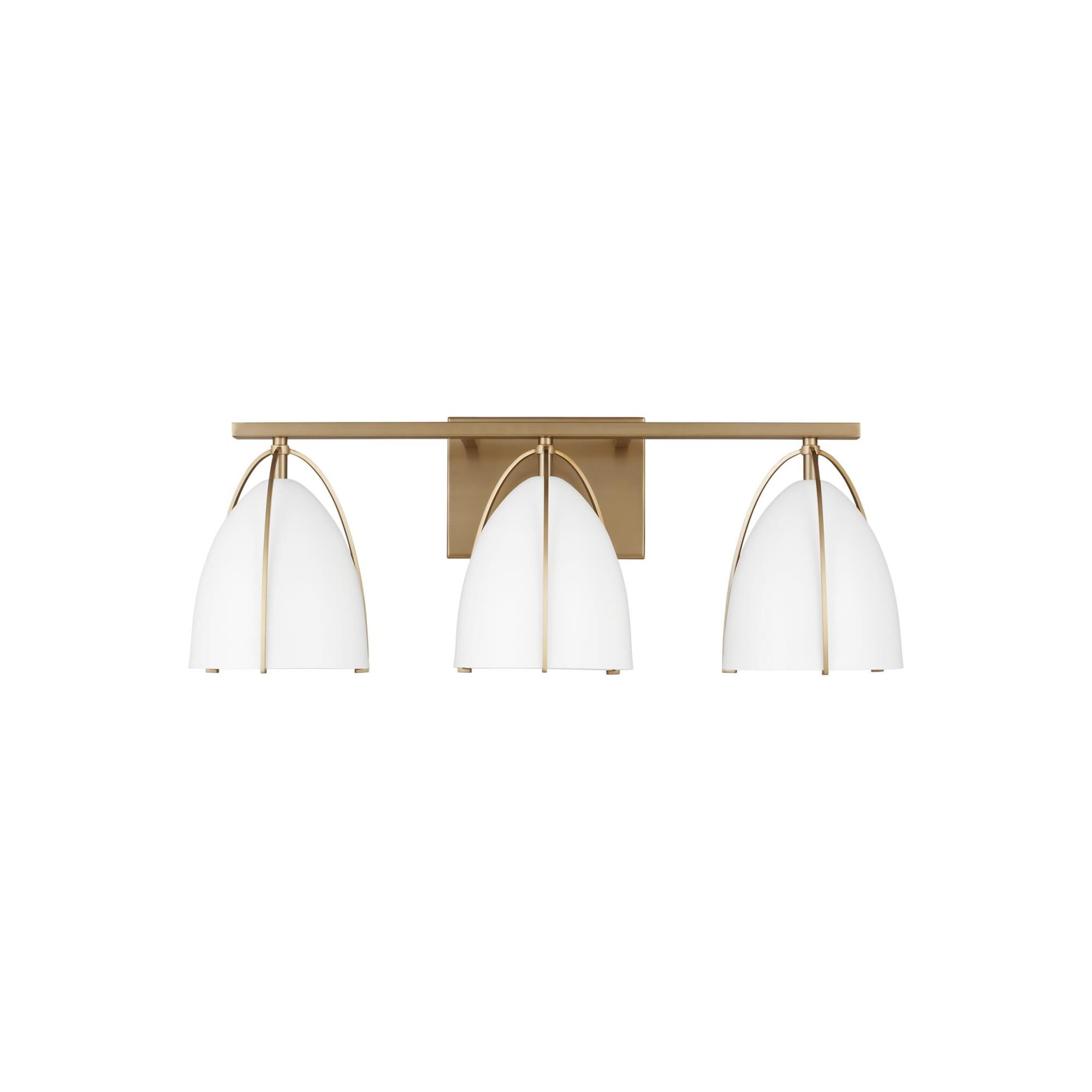 Shown in Satin Brass finish and Matte White glass and Matte White Steel s shade