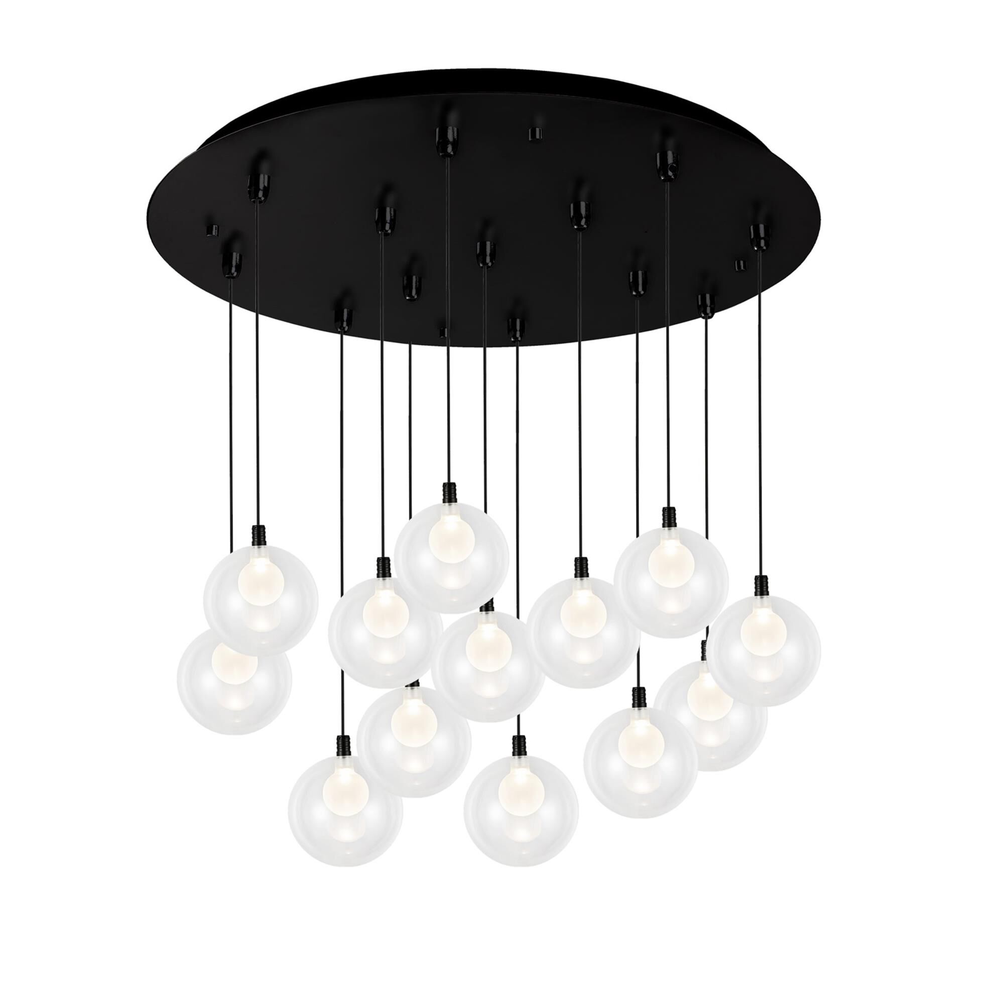 Shown in Black finish and Clear glass