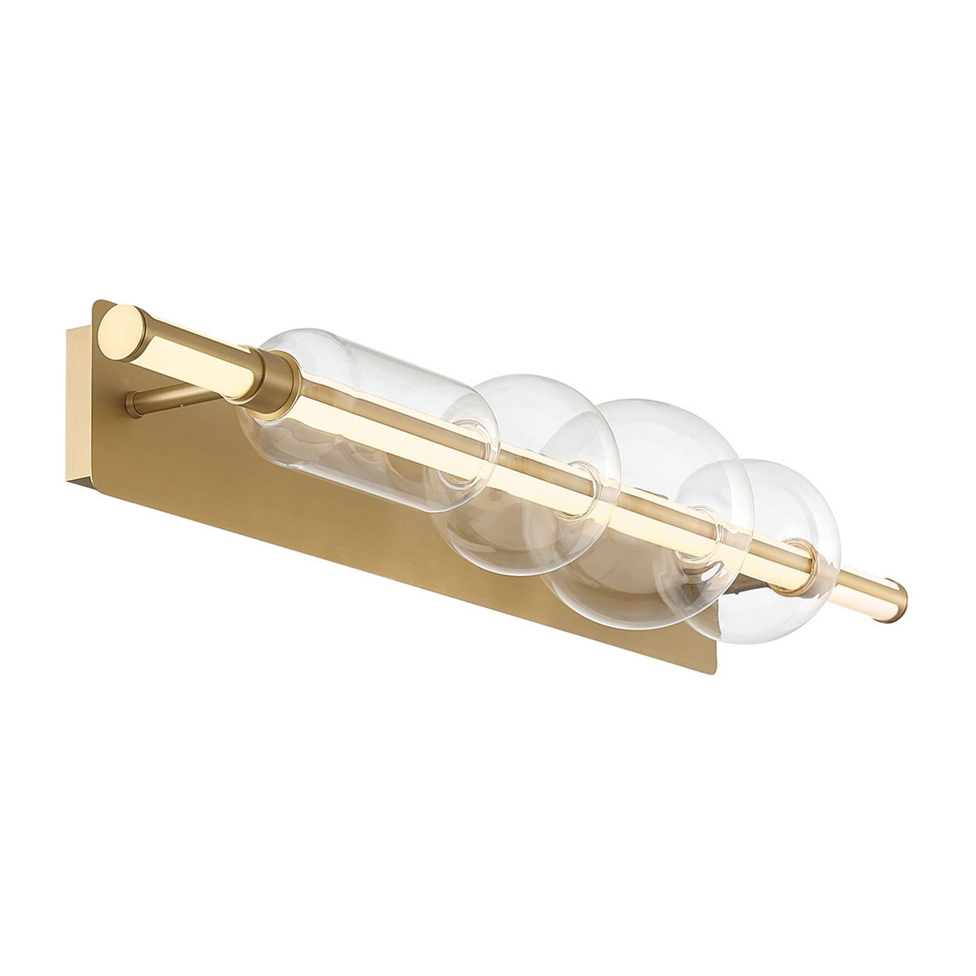 Shown in Gold finish and Clear glass