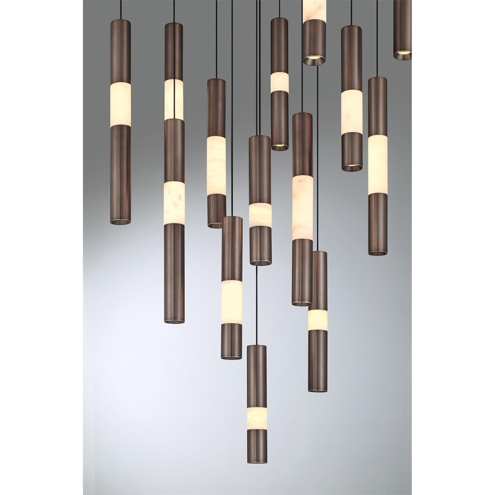 Shown in Harlow Bronze finish and Alabaster glass