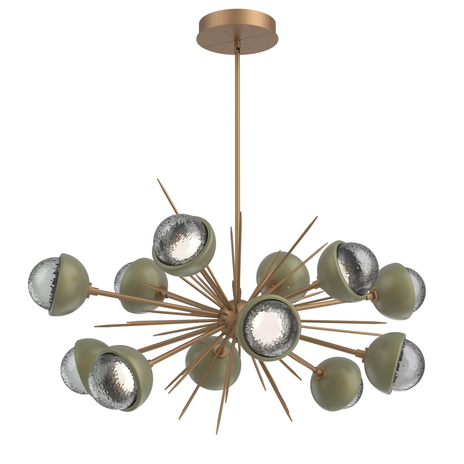 Shown in Novel Brass finish and Smoke glass and Sage Green accent
