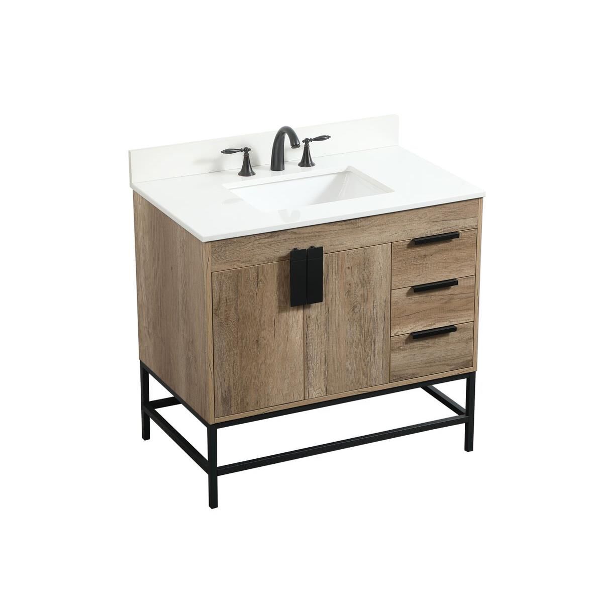 Shown in Natural Oak finish and With Backsplash accent