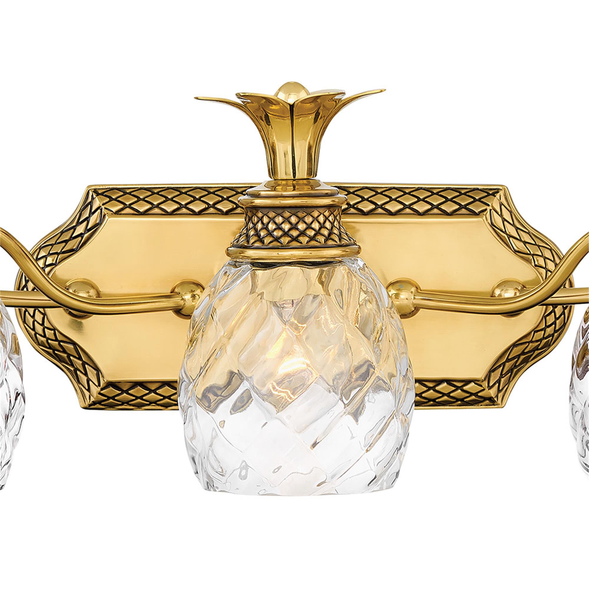 Shown in Burnished Brass finish and Clear Optic glass