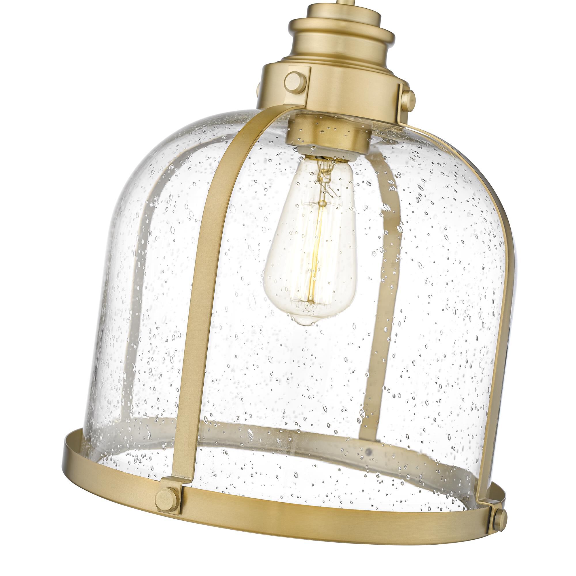 Shown in Heritage Brass finish and Glass shade