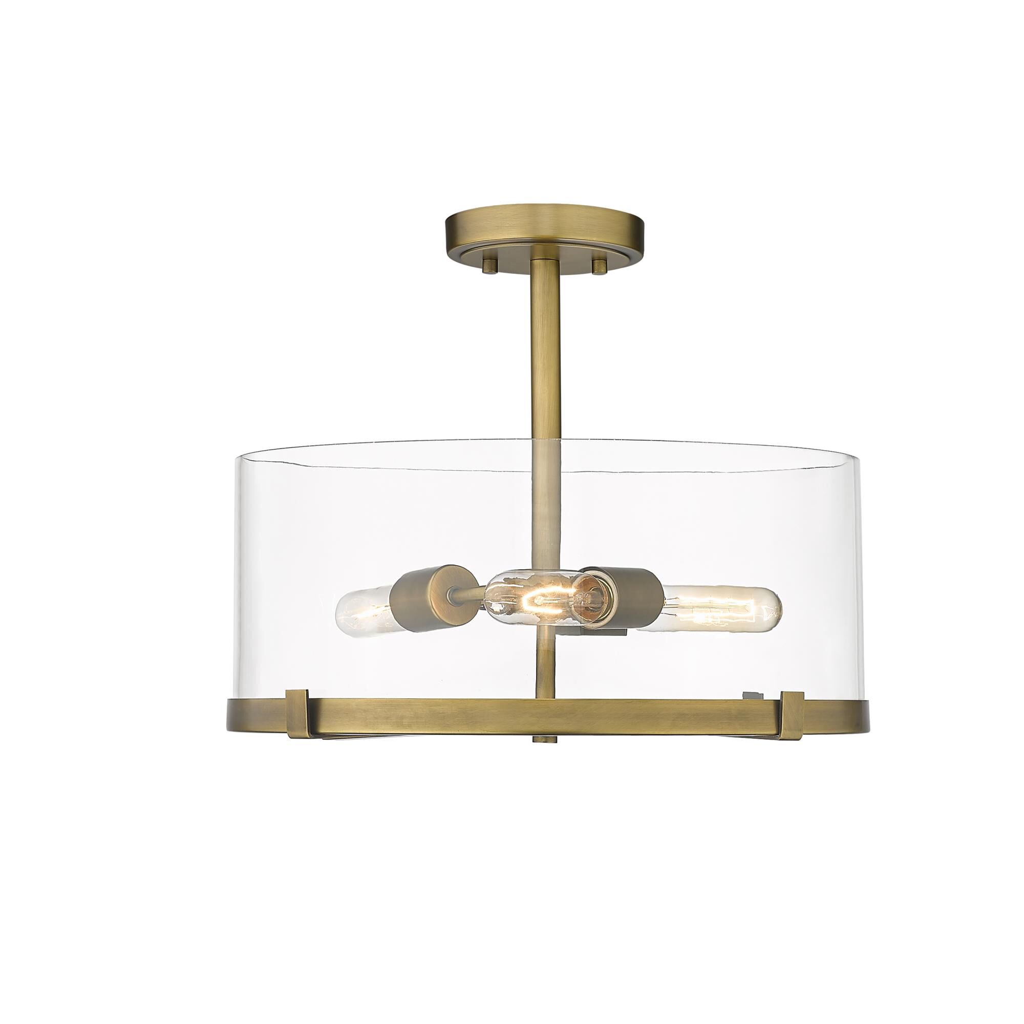 Shown in Rubbed Brass finish and Glass shade