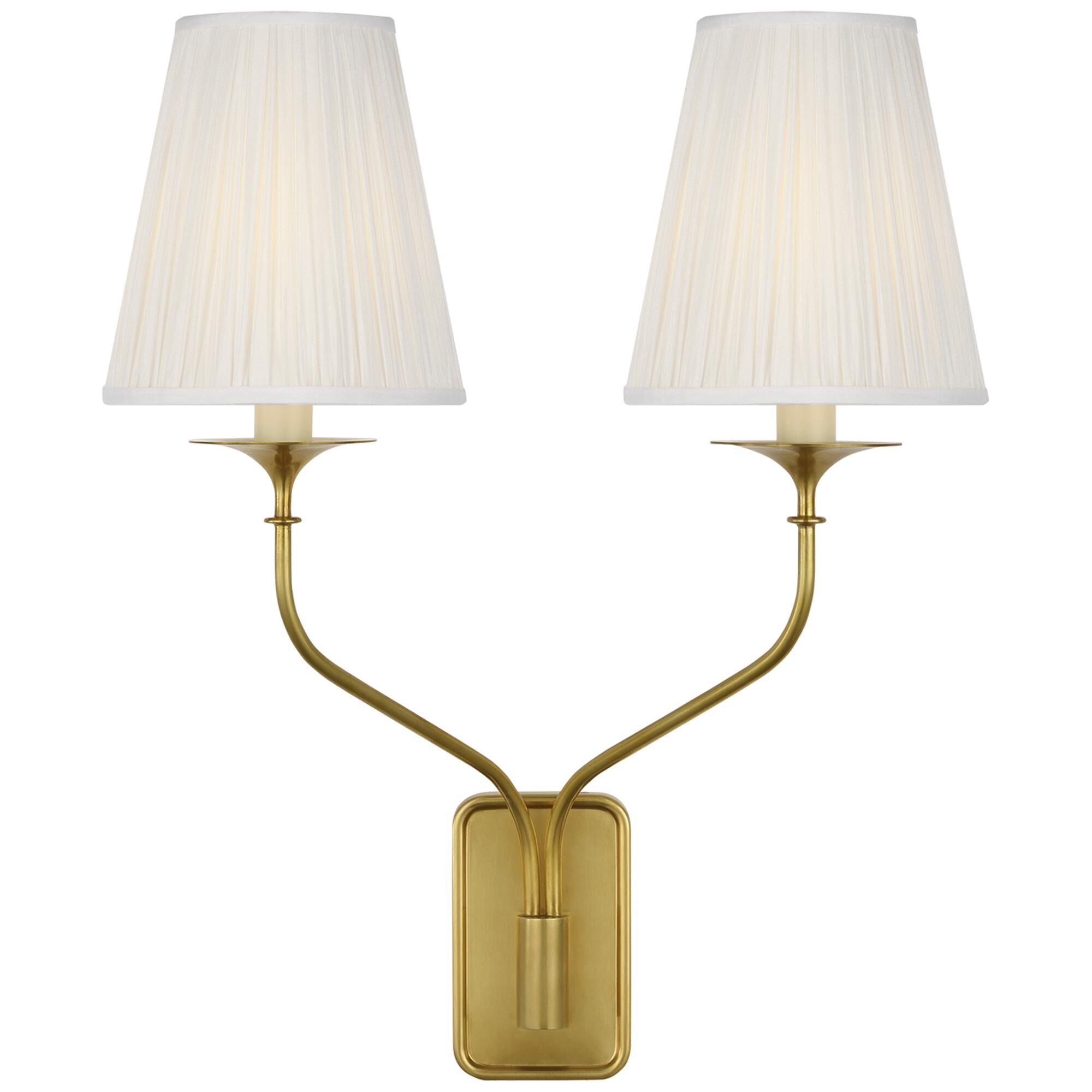 Shown in Hand-Rubbed Antique Brass finish and Silk Pleated shade