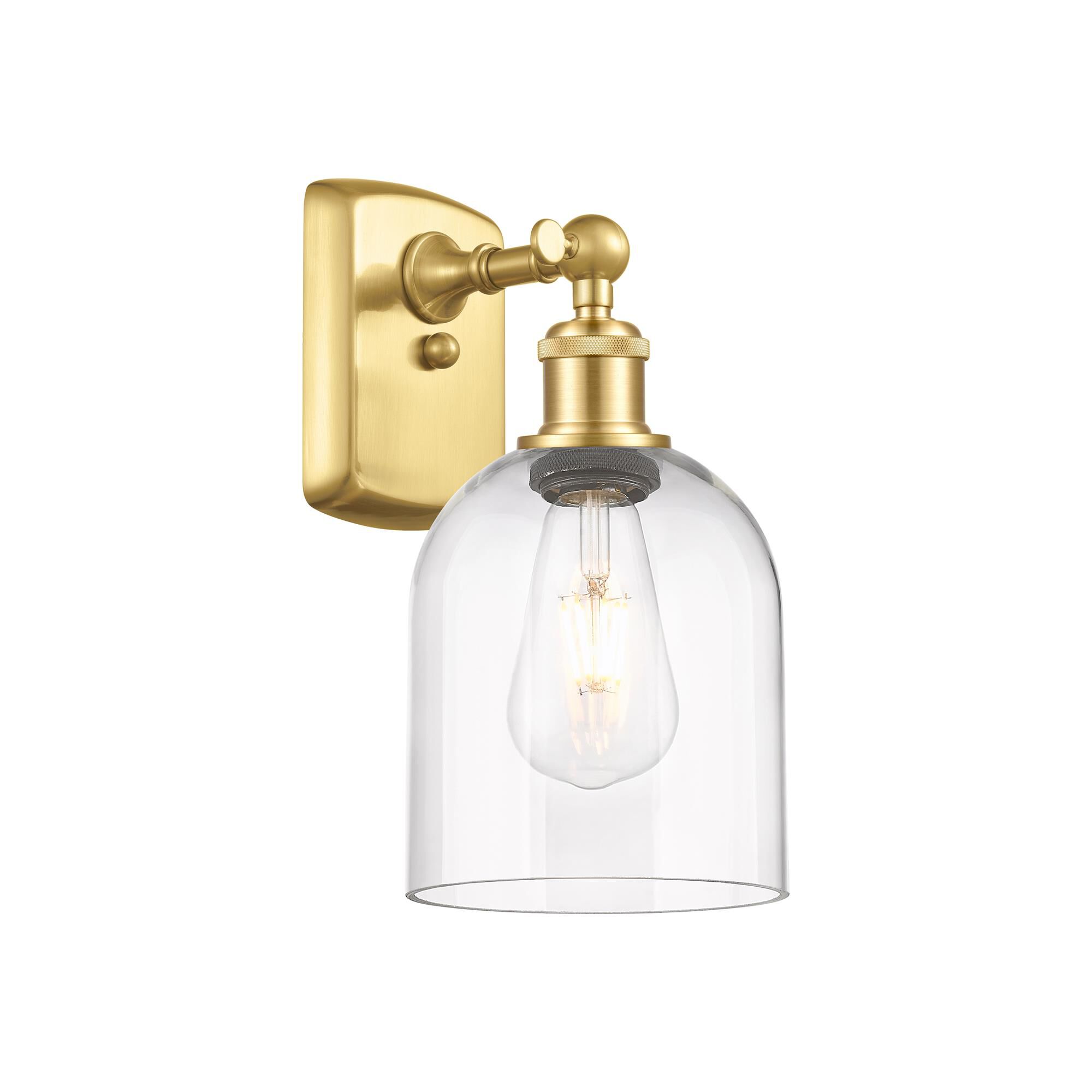 Shown in Satin Gold finish and Clear glass