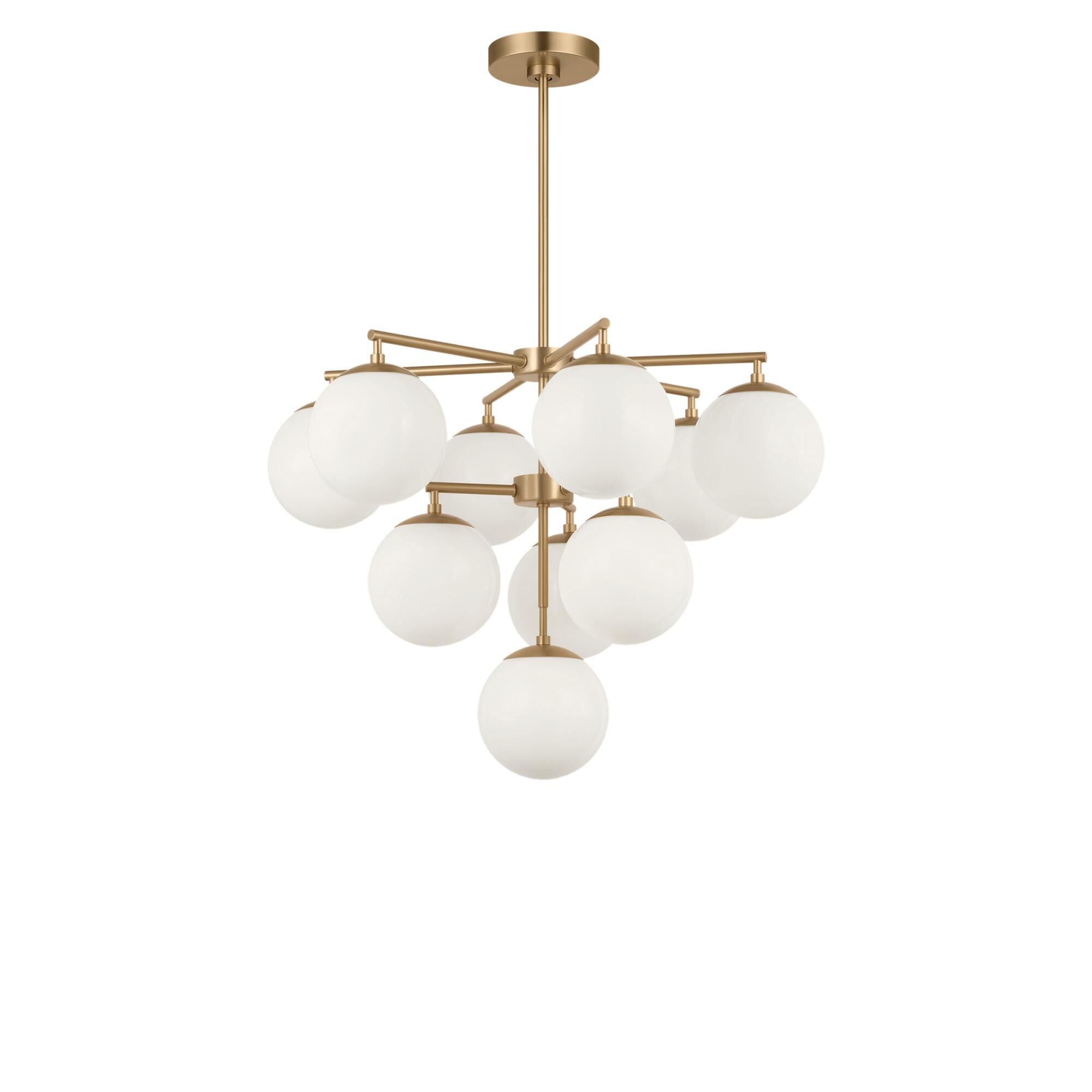 Shown in Satin Brass finish and Clear White glass