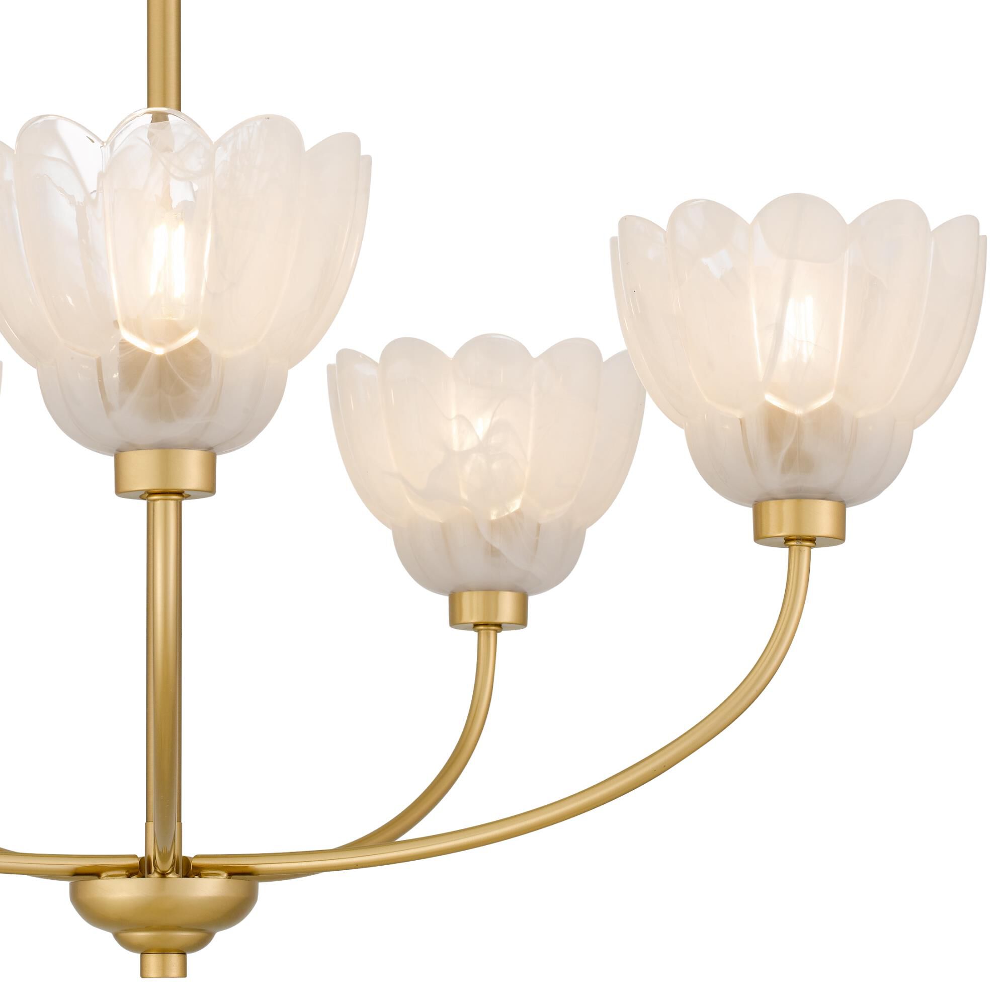 Shown in Brushed Gold finish and Alabaster Glass shade