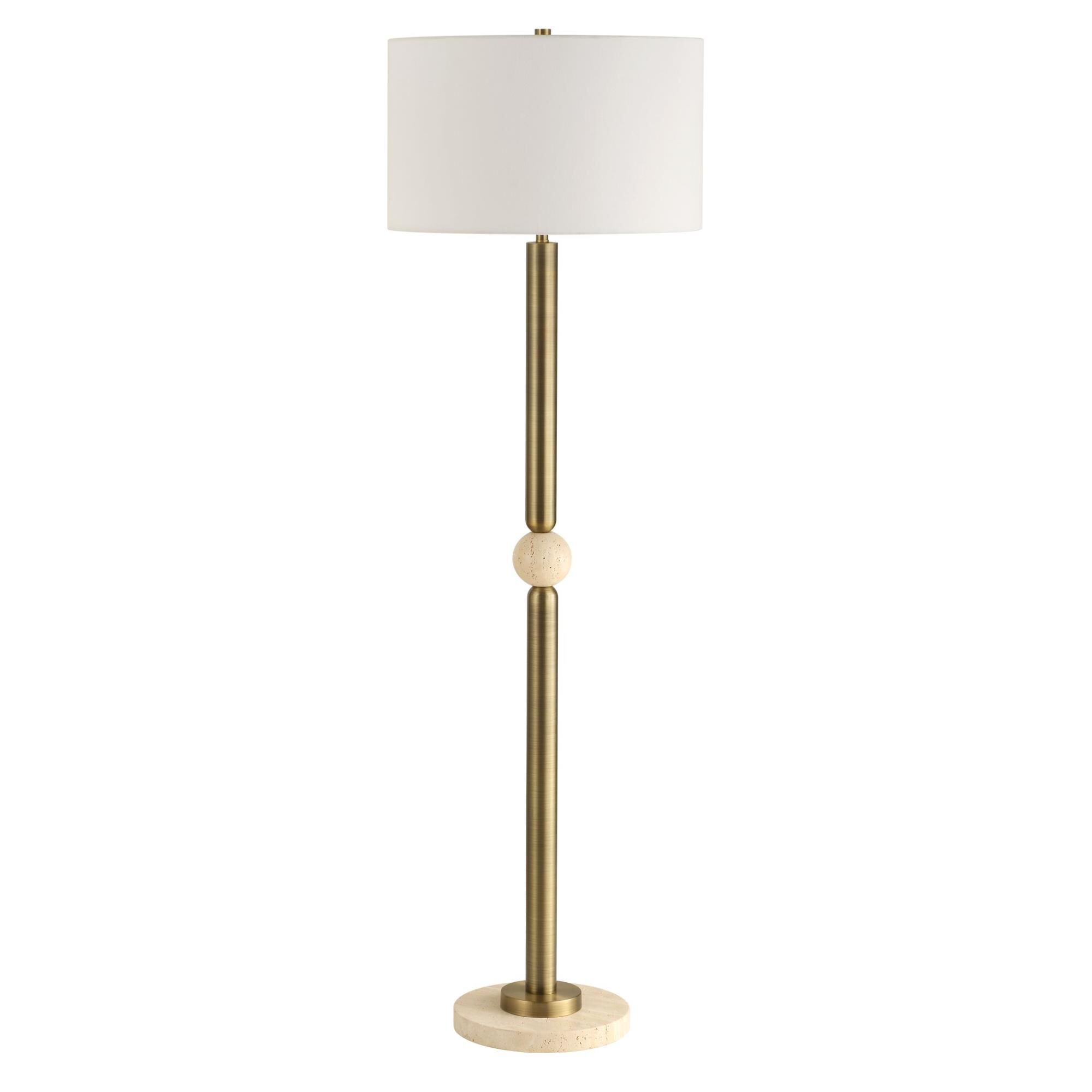 Shown in Brass and Gold finish and Round Drum Hardback shade