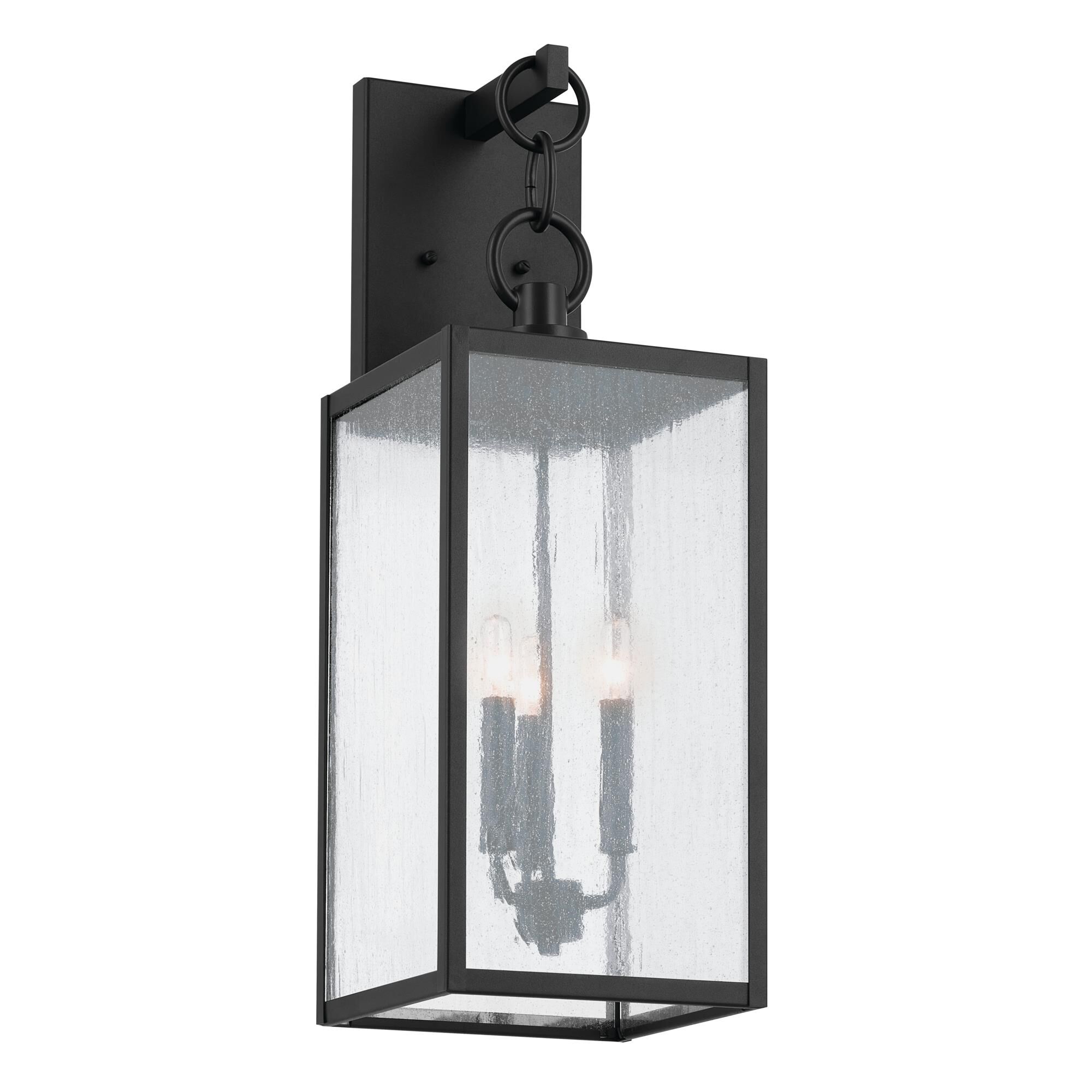 Shown in Black finish and Clear Seeded glass