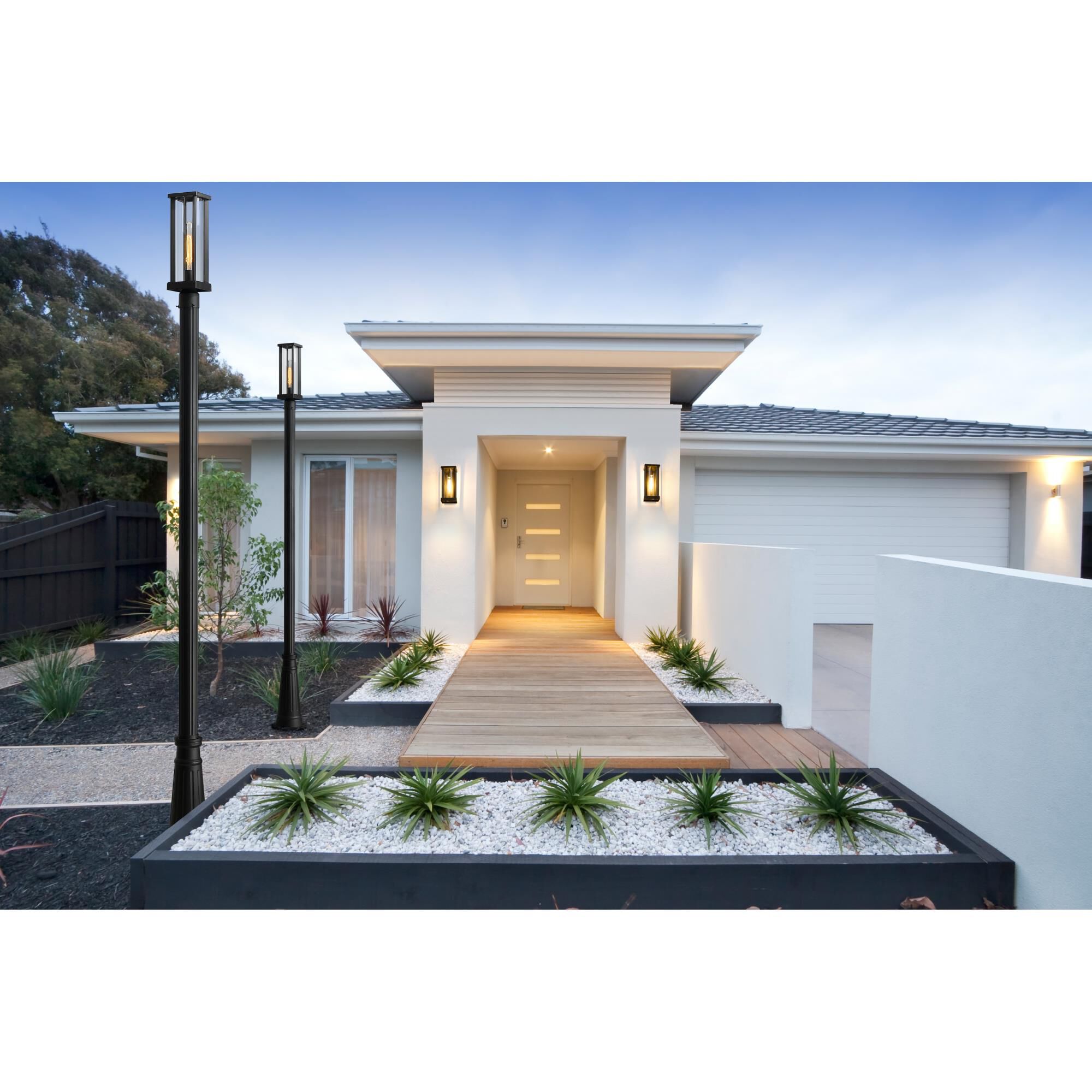 Shown in Black finish and Glass shade