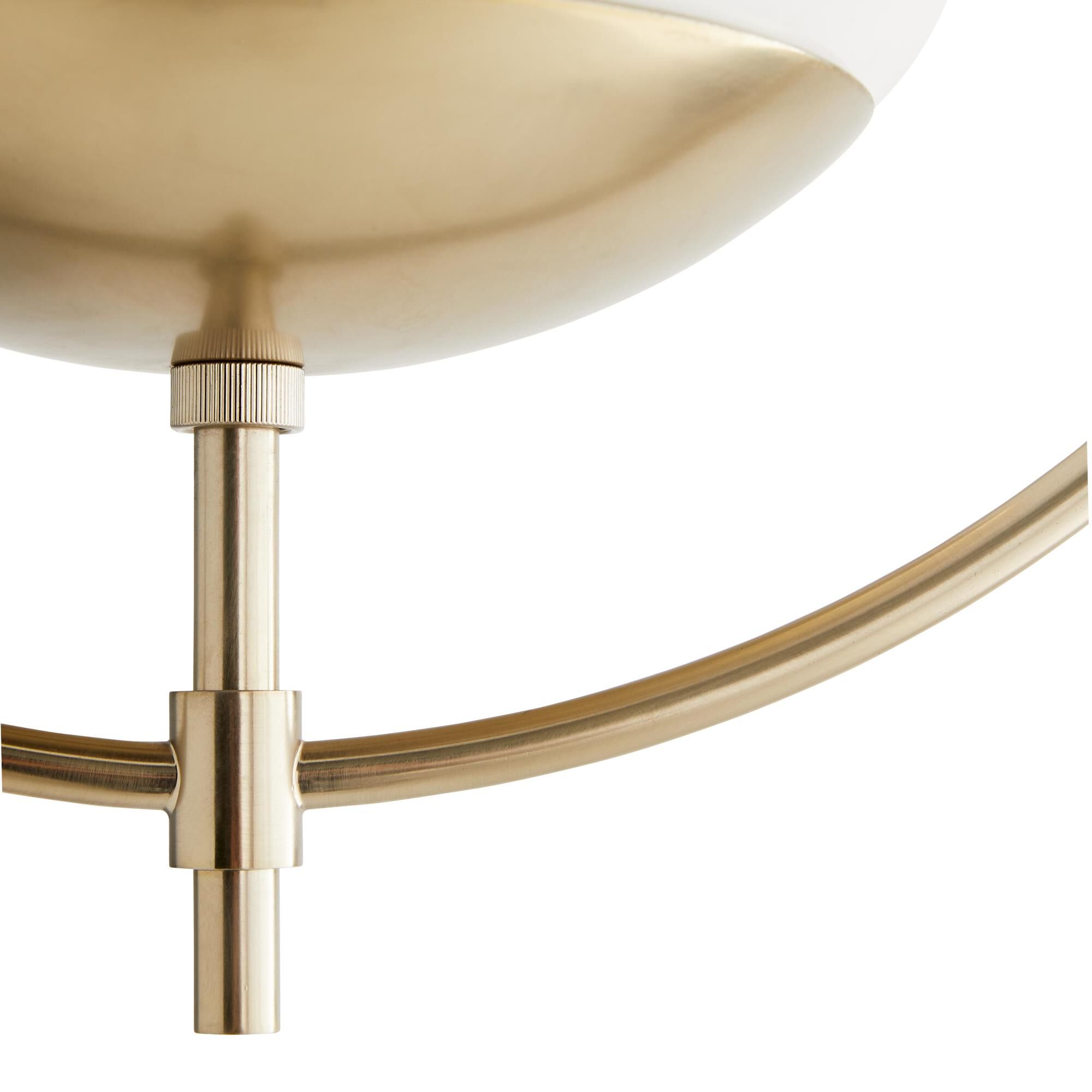 Shown in Pale Brass finish and Opal glass
