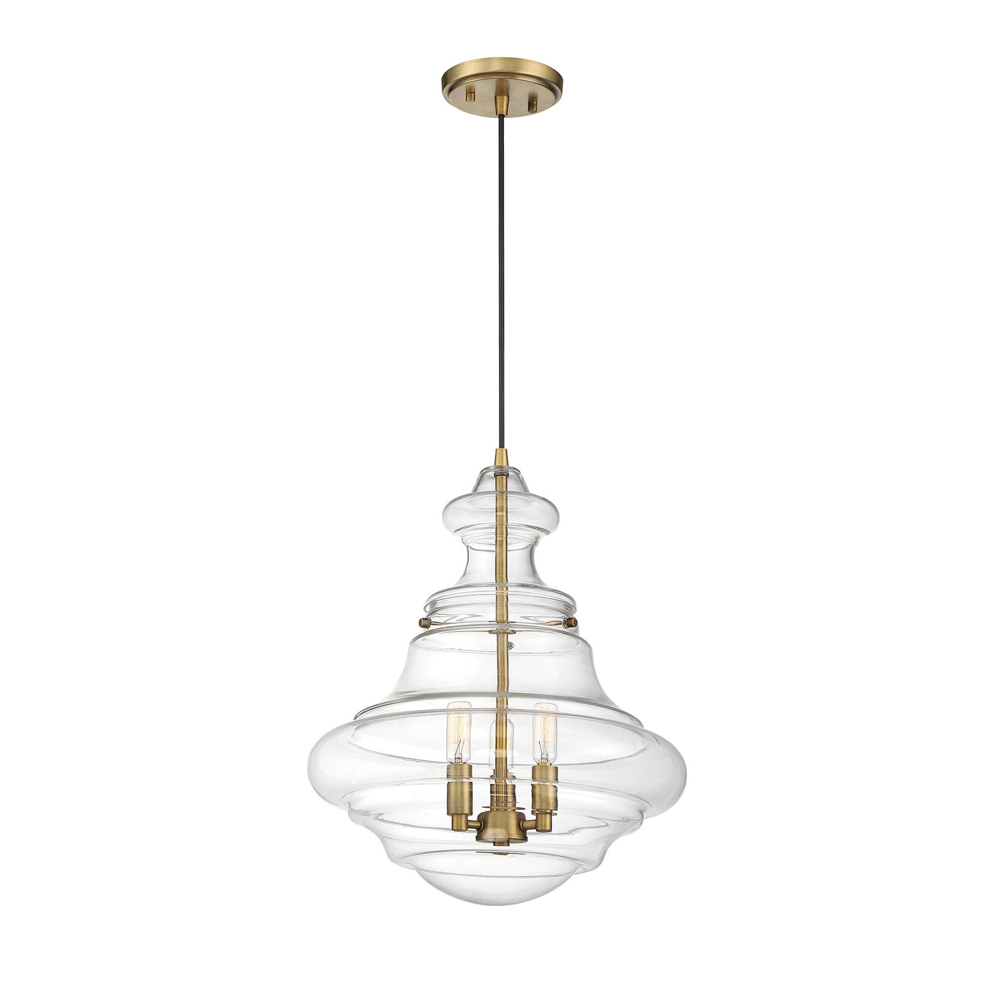 Shown in Natural Brass finish and Clear glass