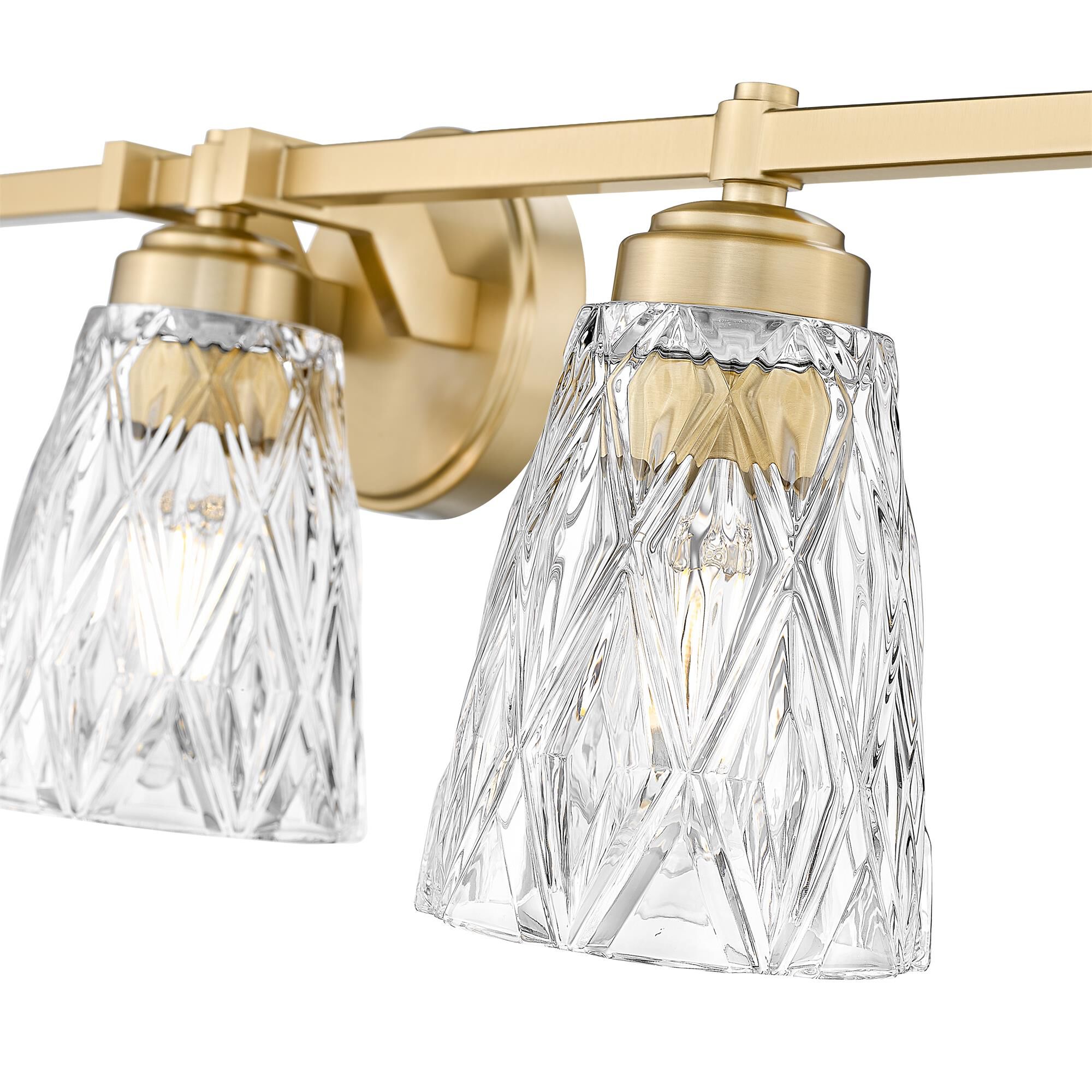 Shown in Modern Gold finish and Clear glass