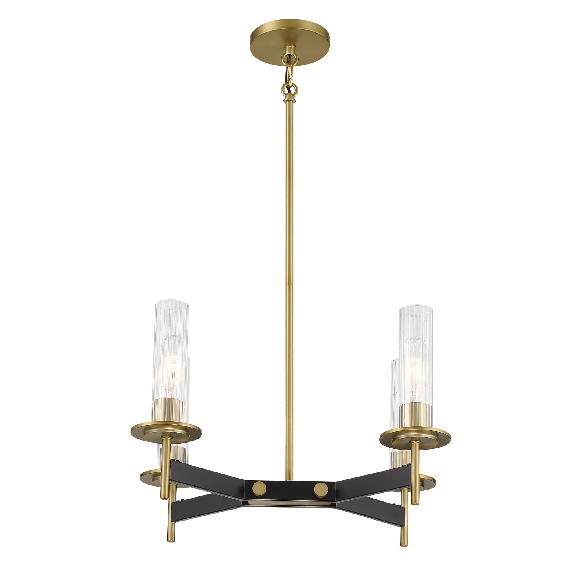 Shown in Coal and Soft Brass finish and Clear Ribbed glass