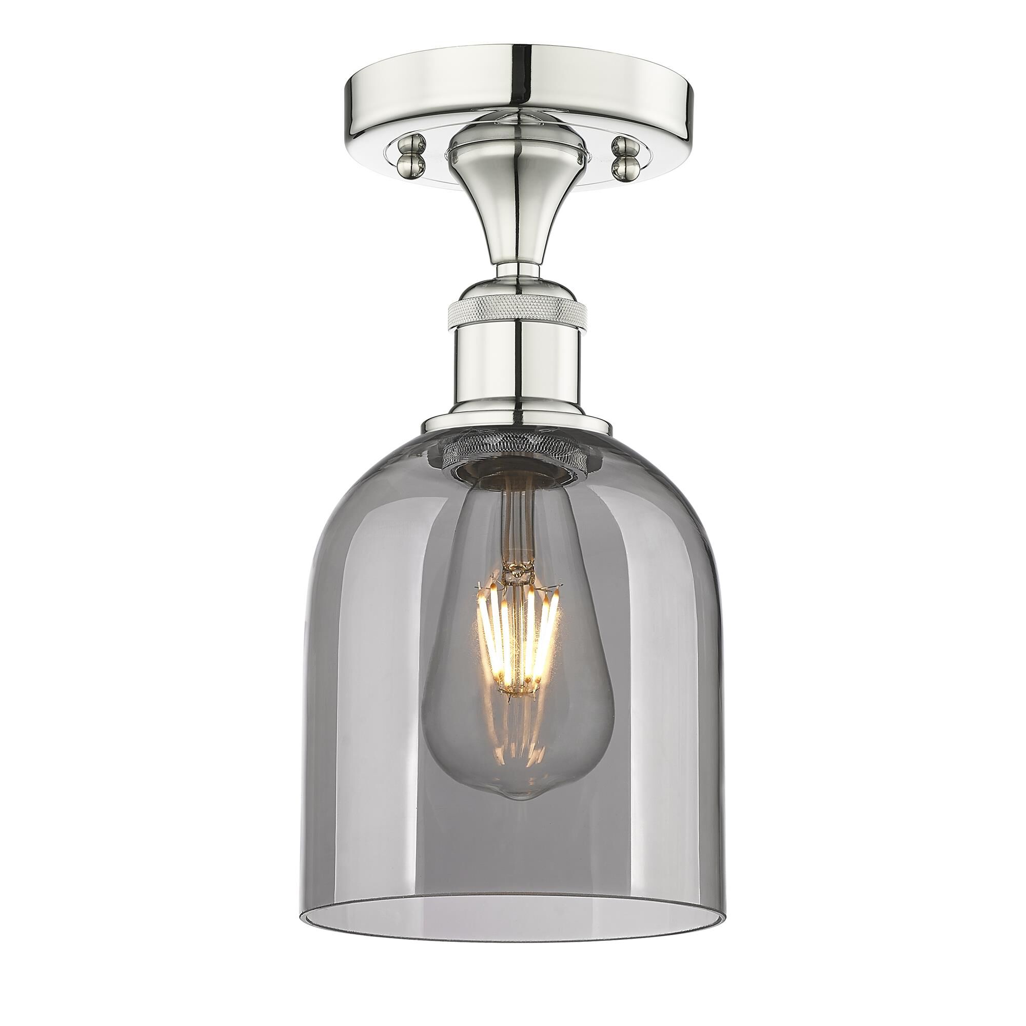 Shown in Polished Nickel finish and Light Smoke glass