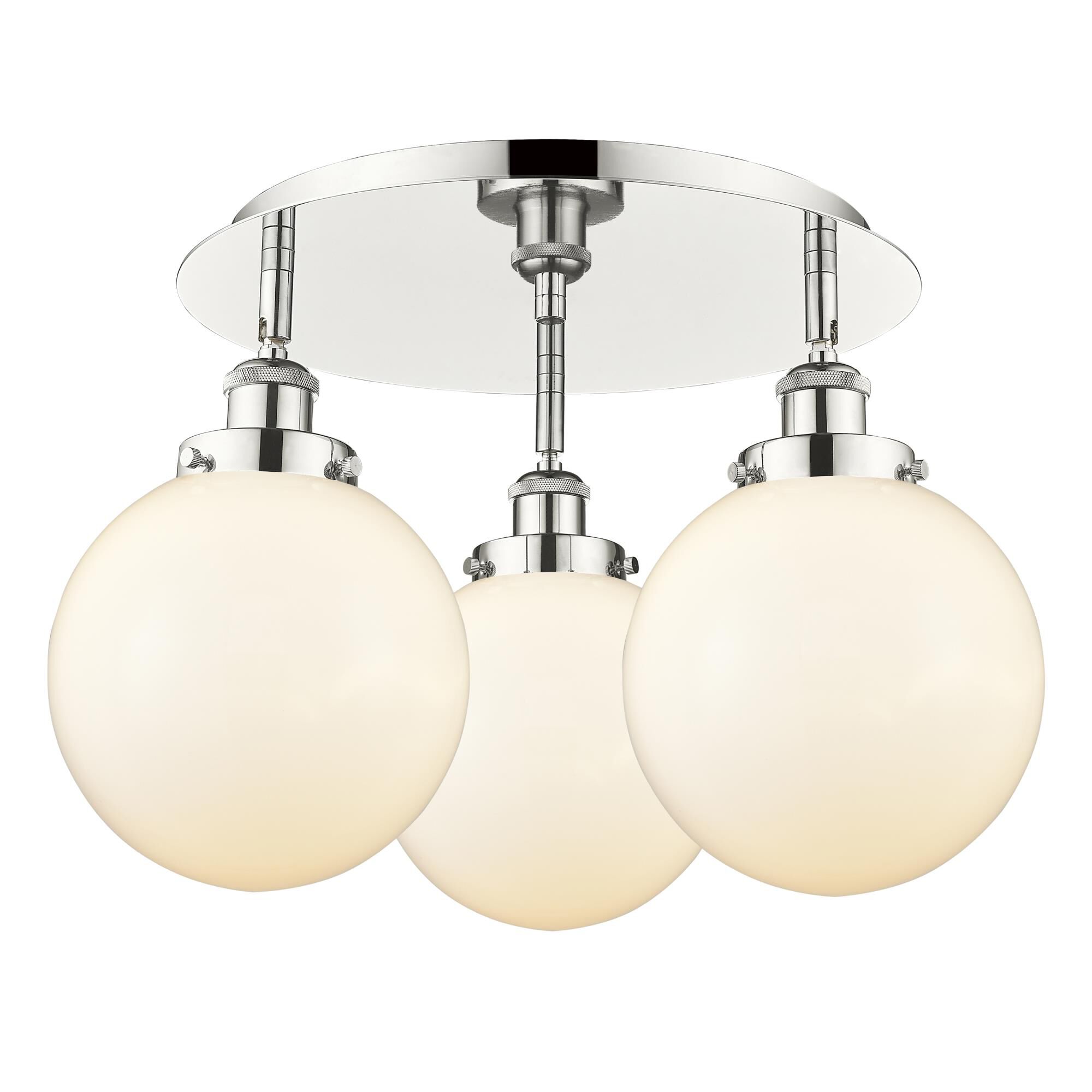 Shown in Polished Nickel finish and Matte White glass