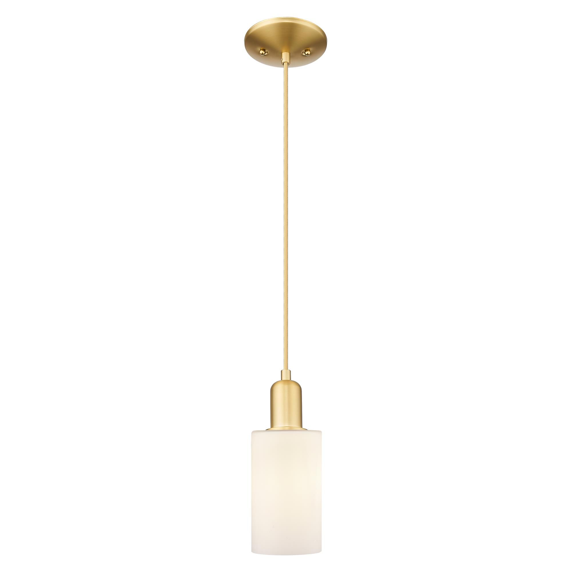 Shown in Satin Gold finish and Matte White glass